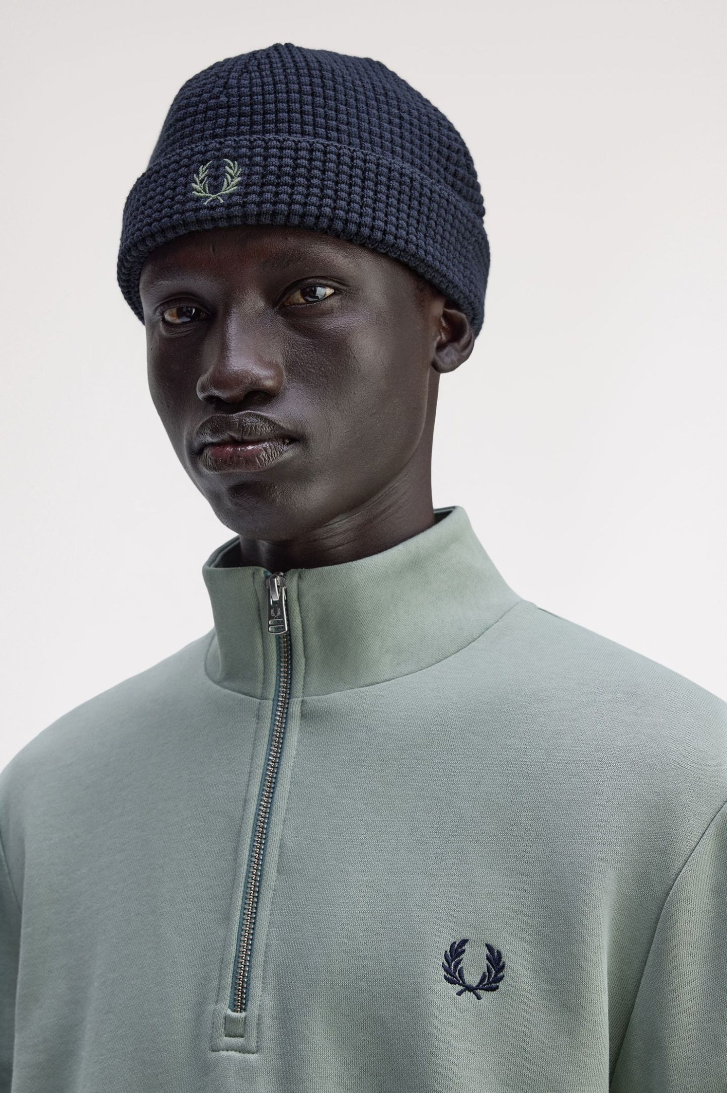 Fred Perry Waffle Beanie Dark Airforce