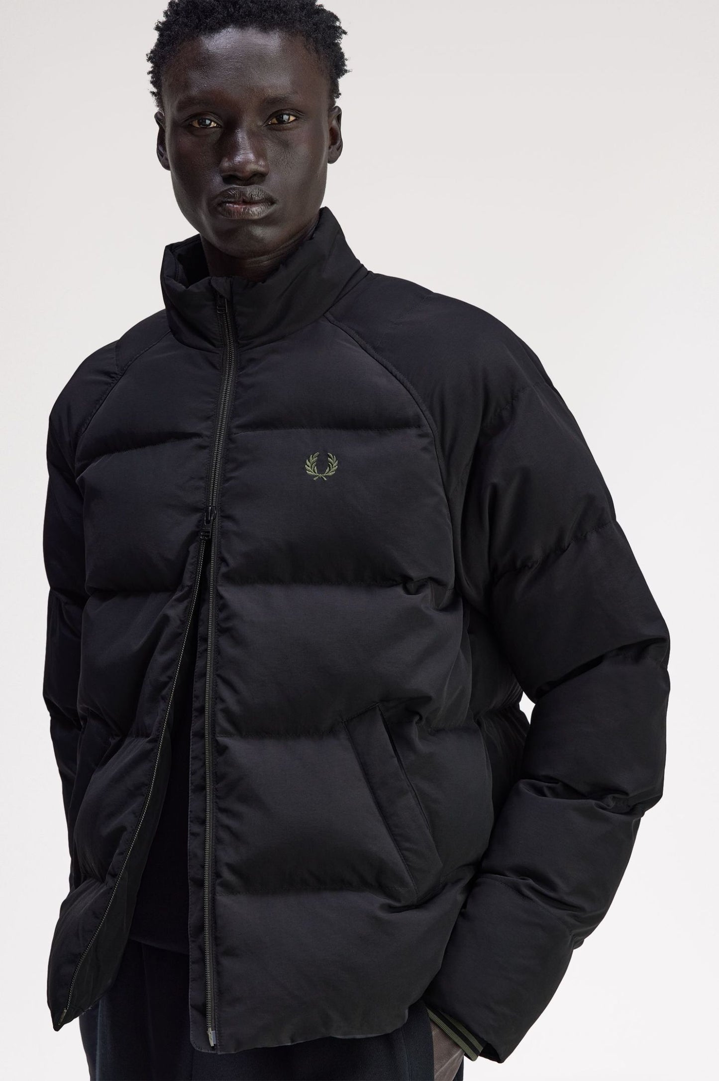 Fred Perry Raglan Sleeve Padded Jacket Black