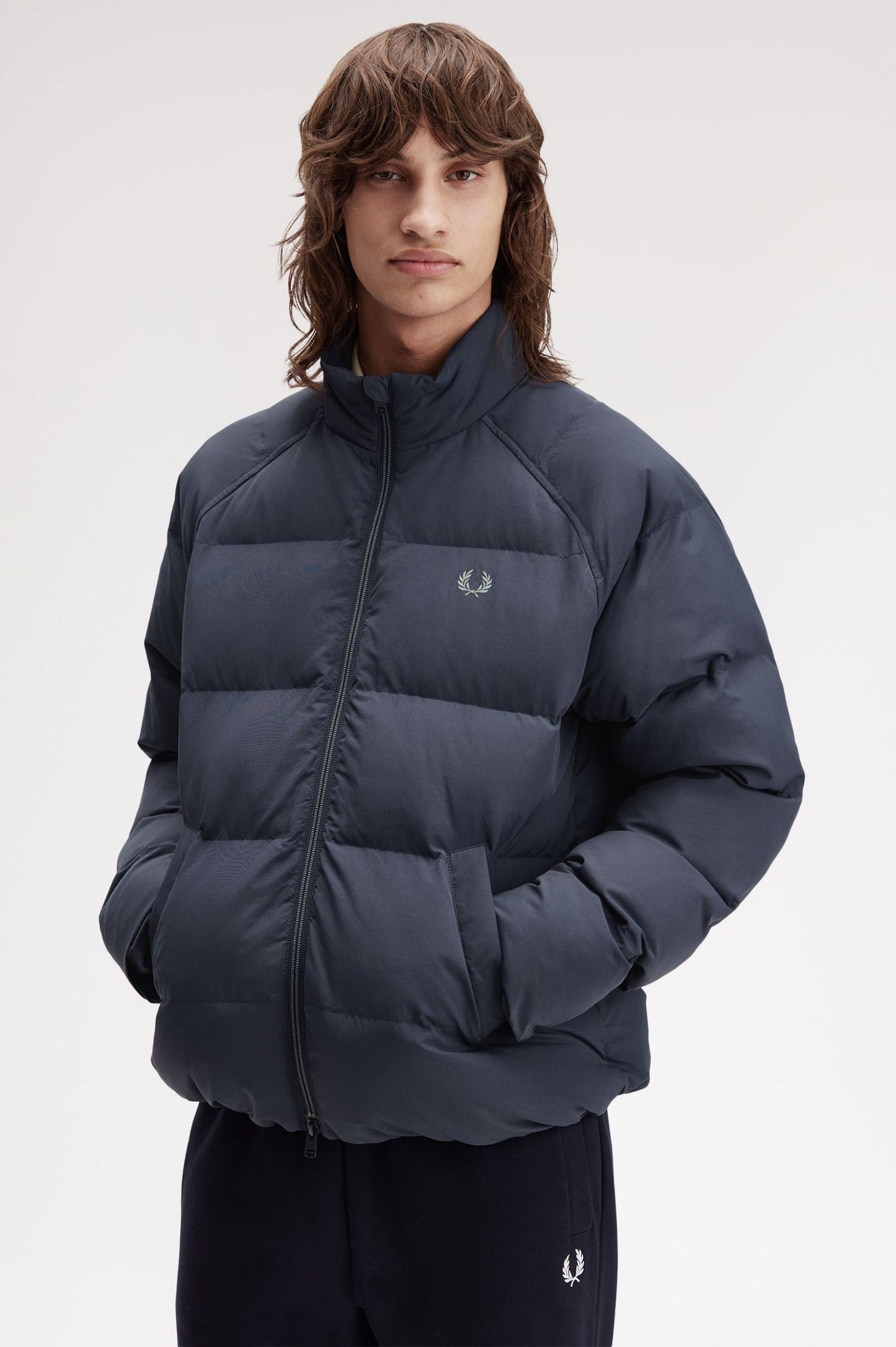 Fred Perry Raglan Sleeve Padded Jacket Dark Airforce