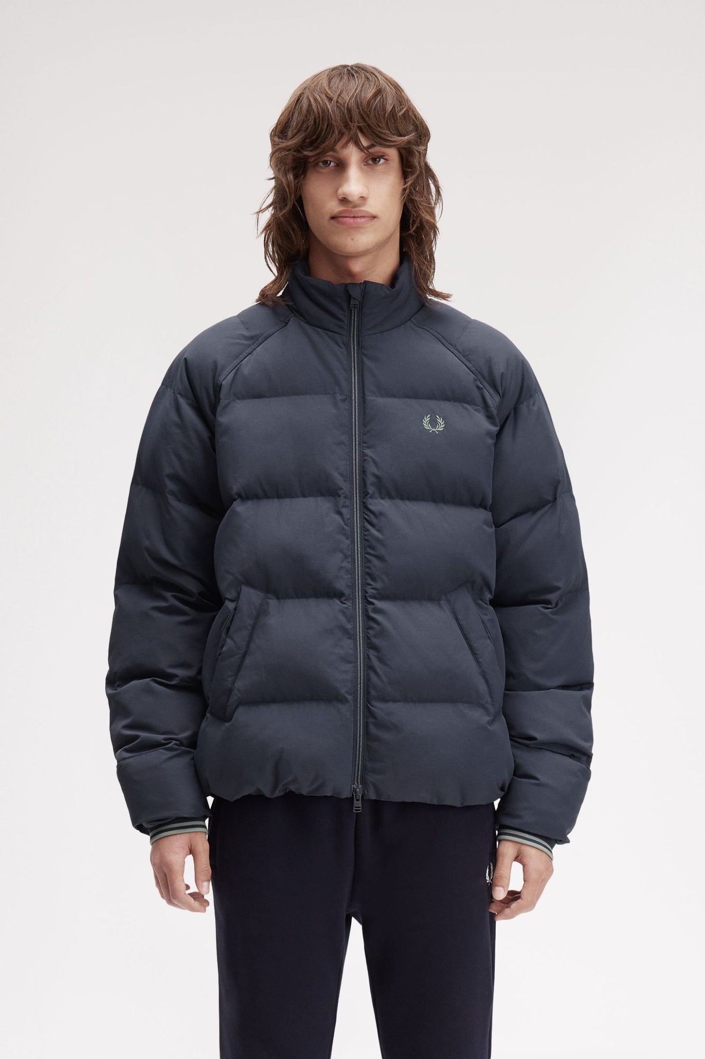 Fred Perry Raglan Sleeve Padded Jacket Dark Airforce