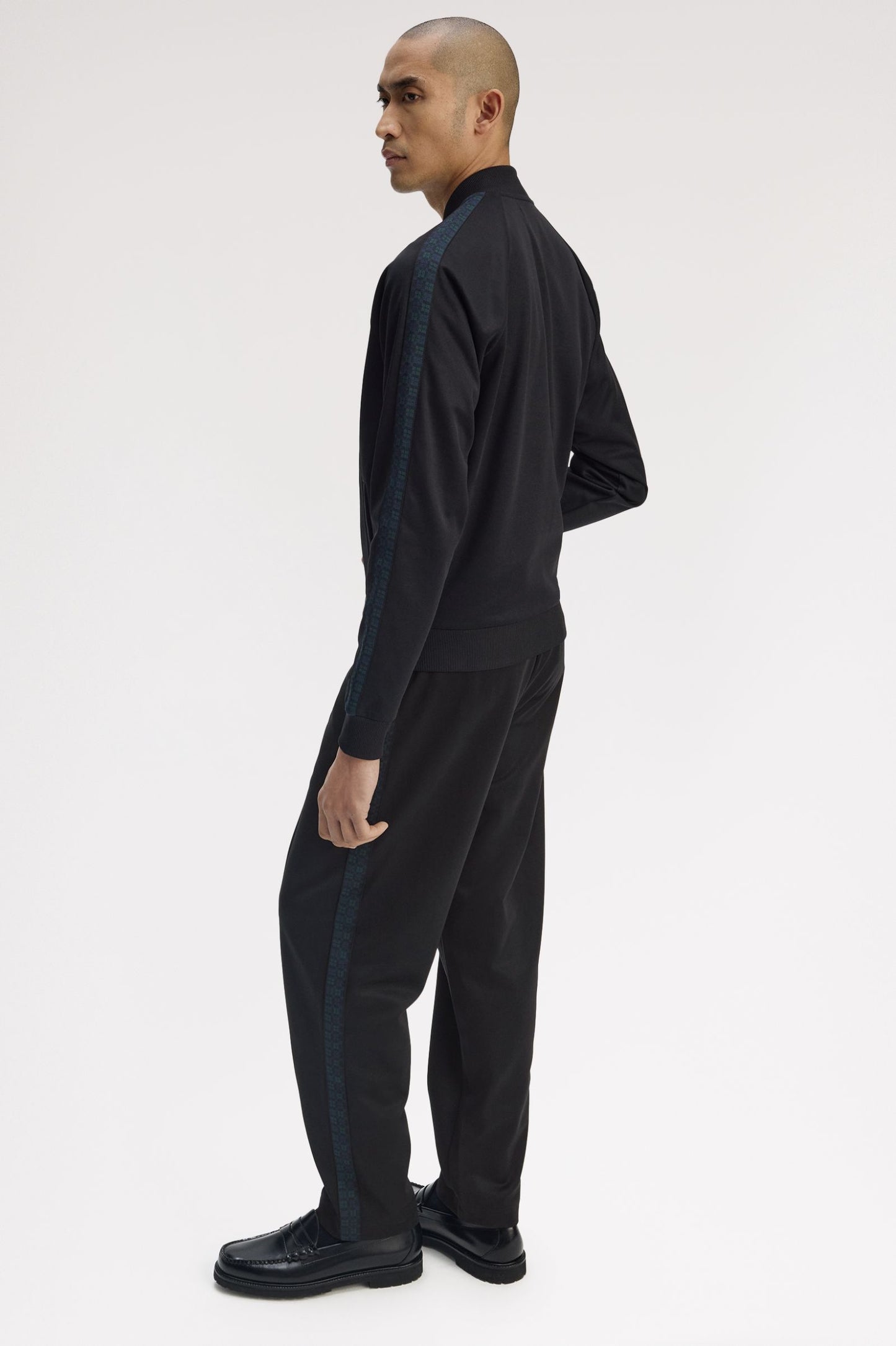 Fred Perry Blackwatch Tartan Taped Track Black