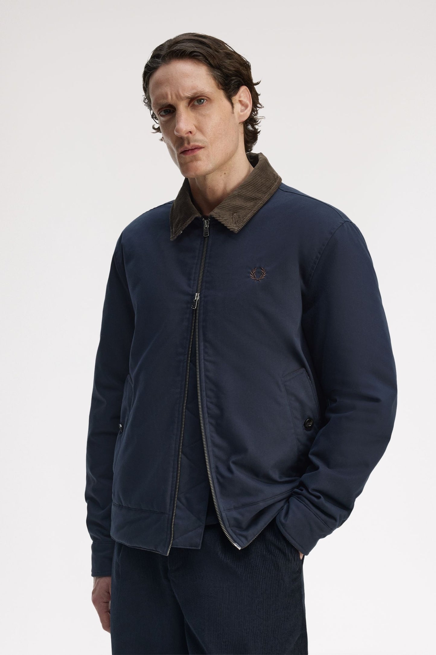 Fred Perry Cotton Caban Jacket Navy