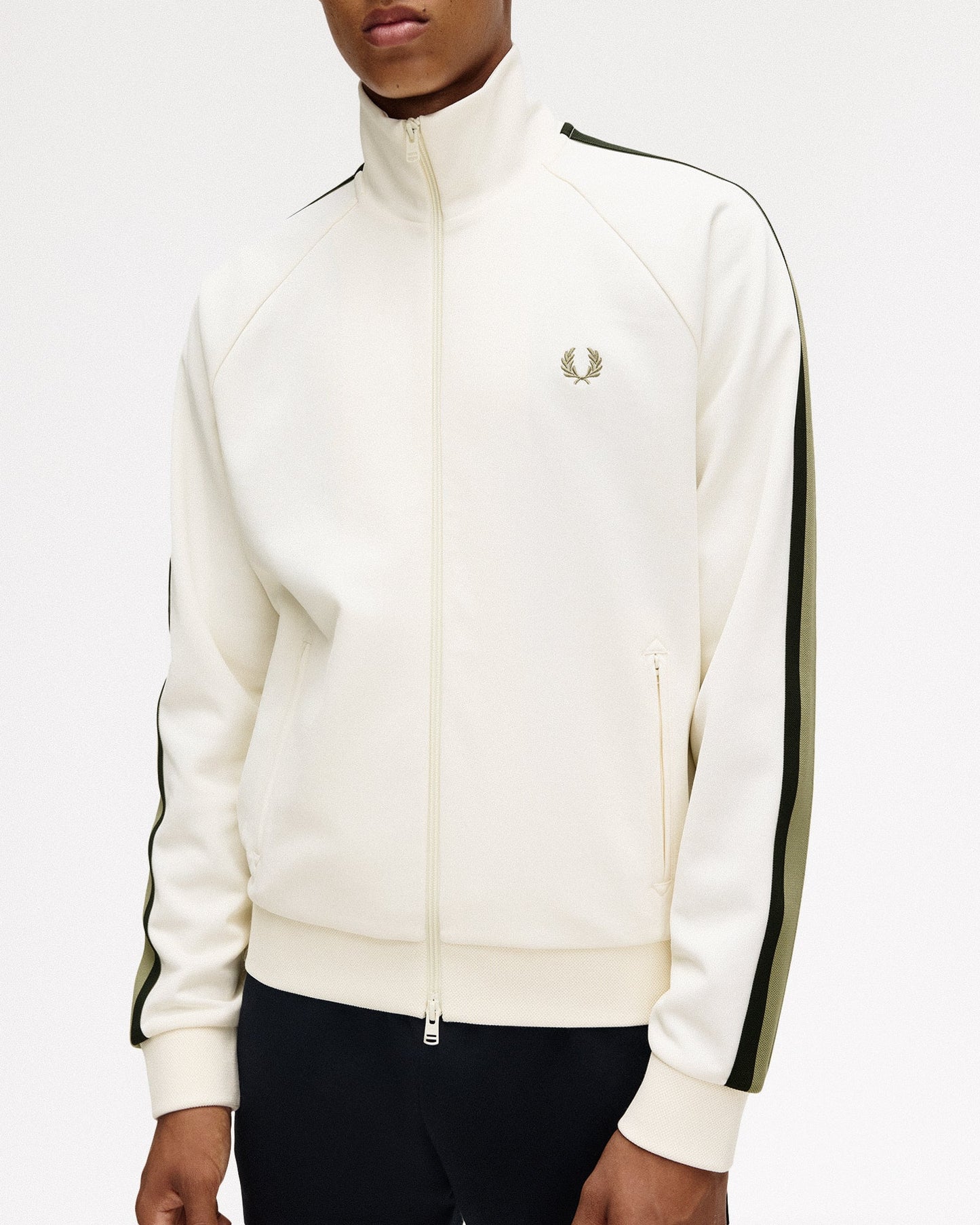 Fred Perry Two Colour Tape Track Jacket Tennis Light Ecru