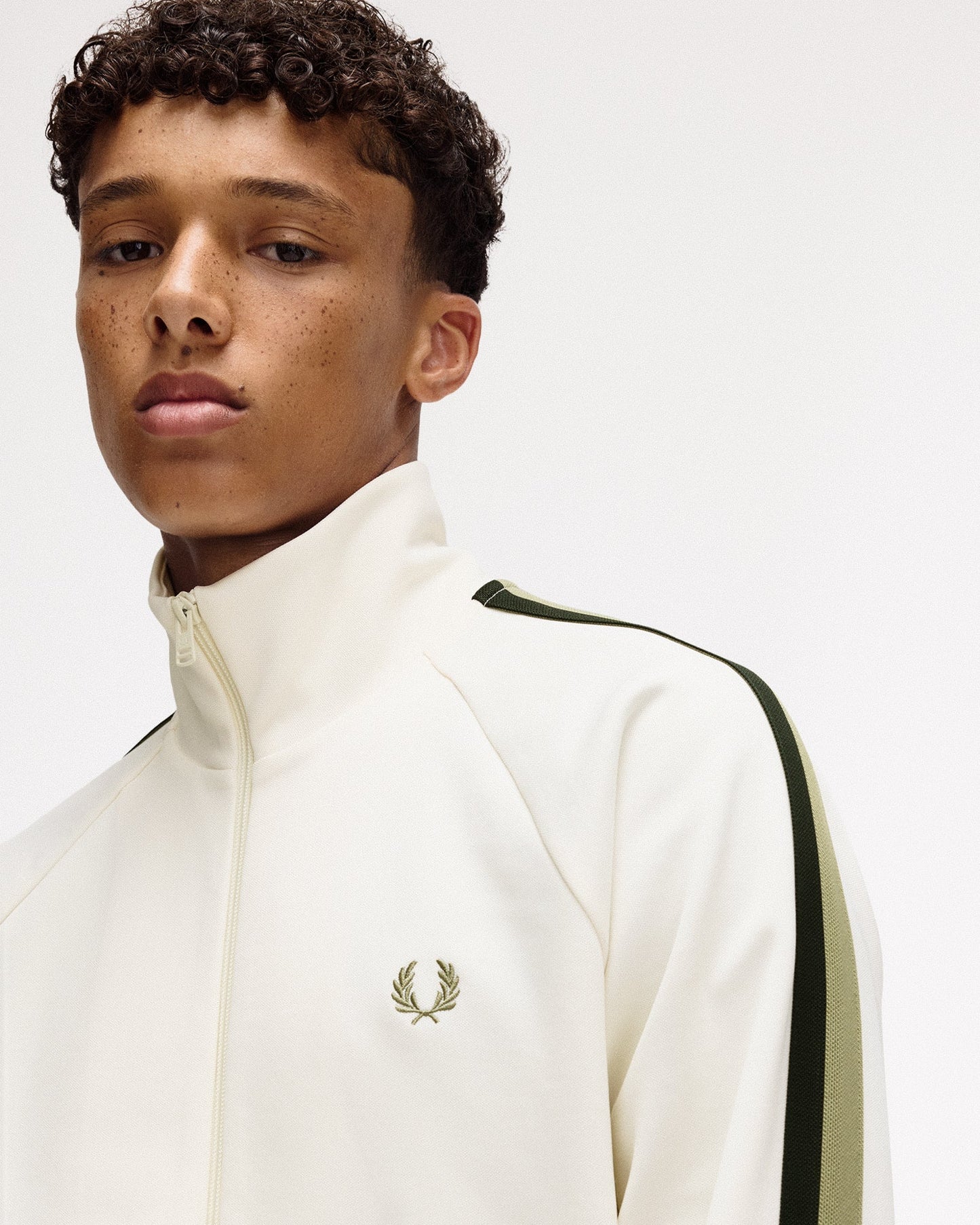 Fred Perry Two Colour Tape Track Jacket Tennis Light Ecru