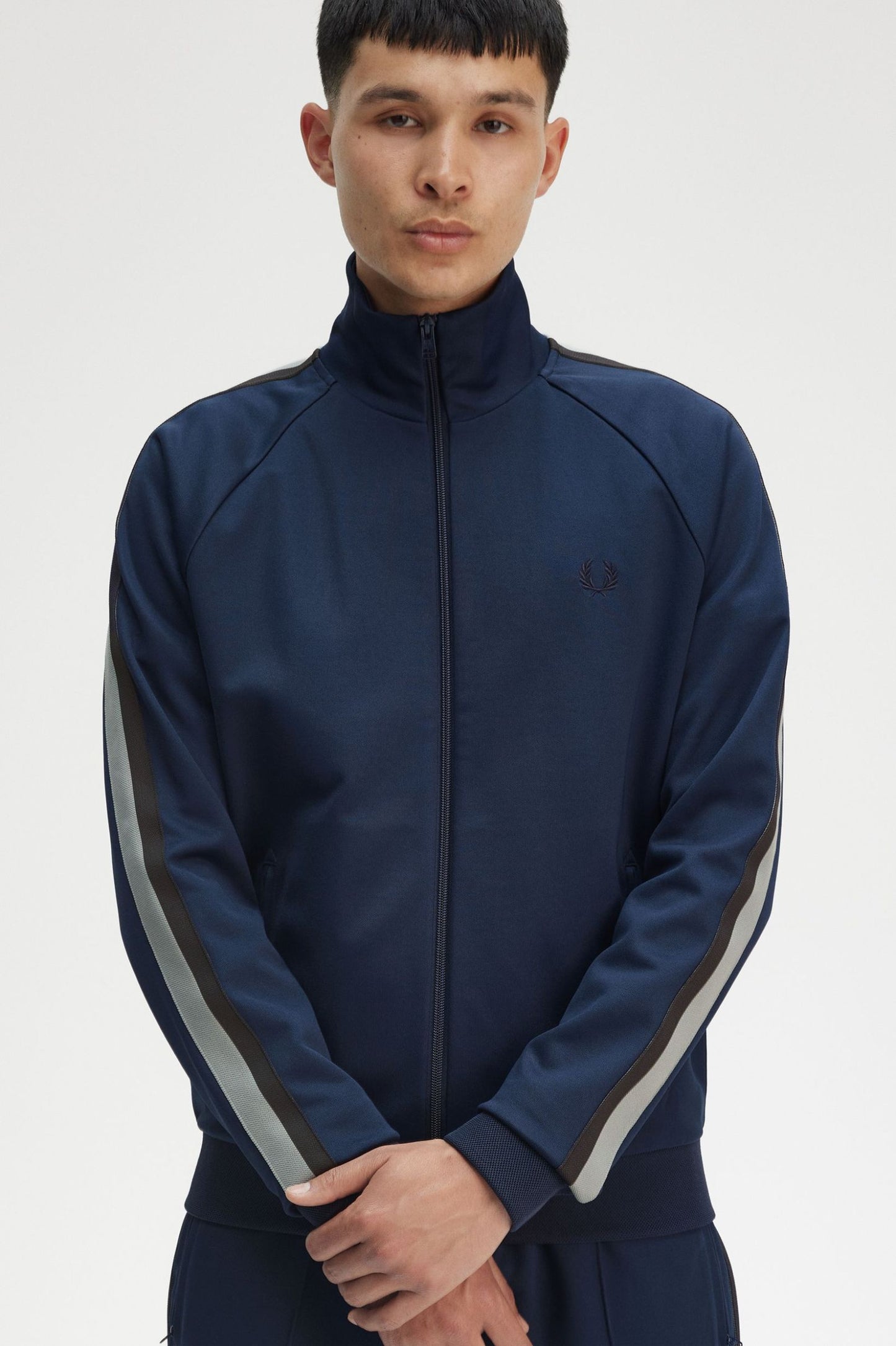Fred Perry Two Colour Tape Track Jacket Tennis Blue