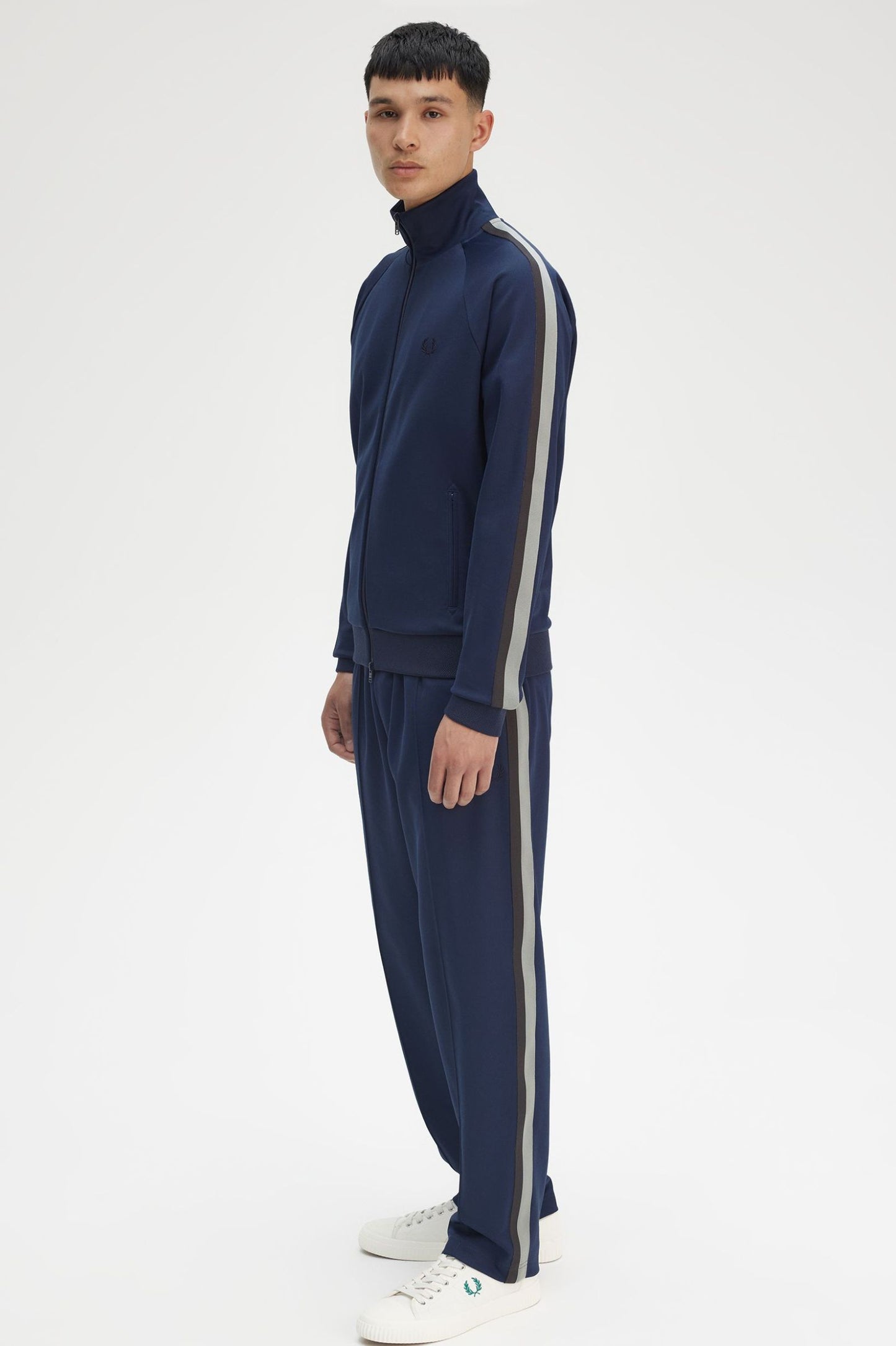 Fred Perry Two Colour Tape Track Jacket Tennis Blue