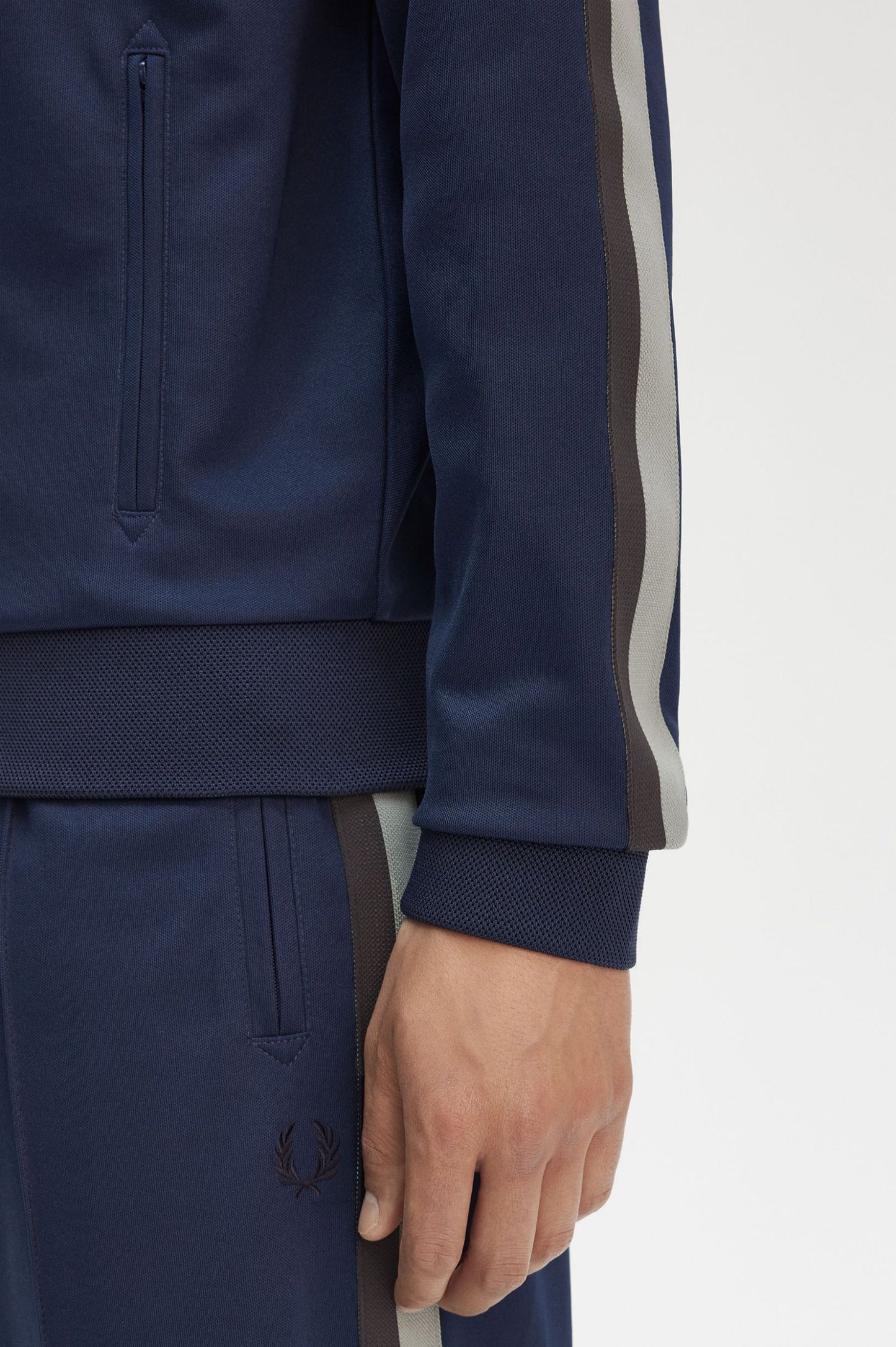 Fred Perry Two Colour Tape Track Jacket Tennis Blue