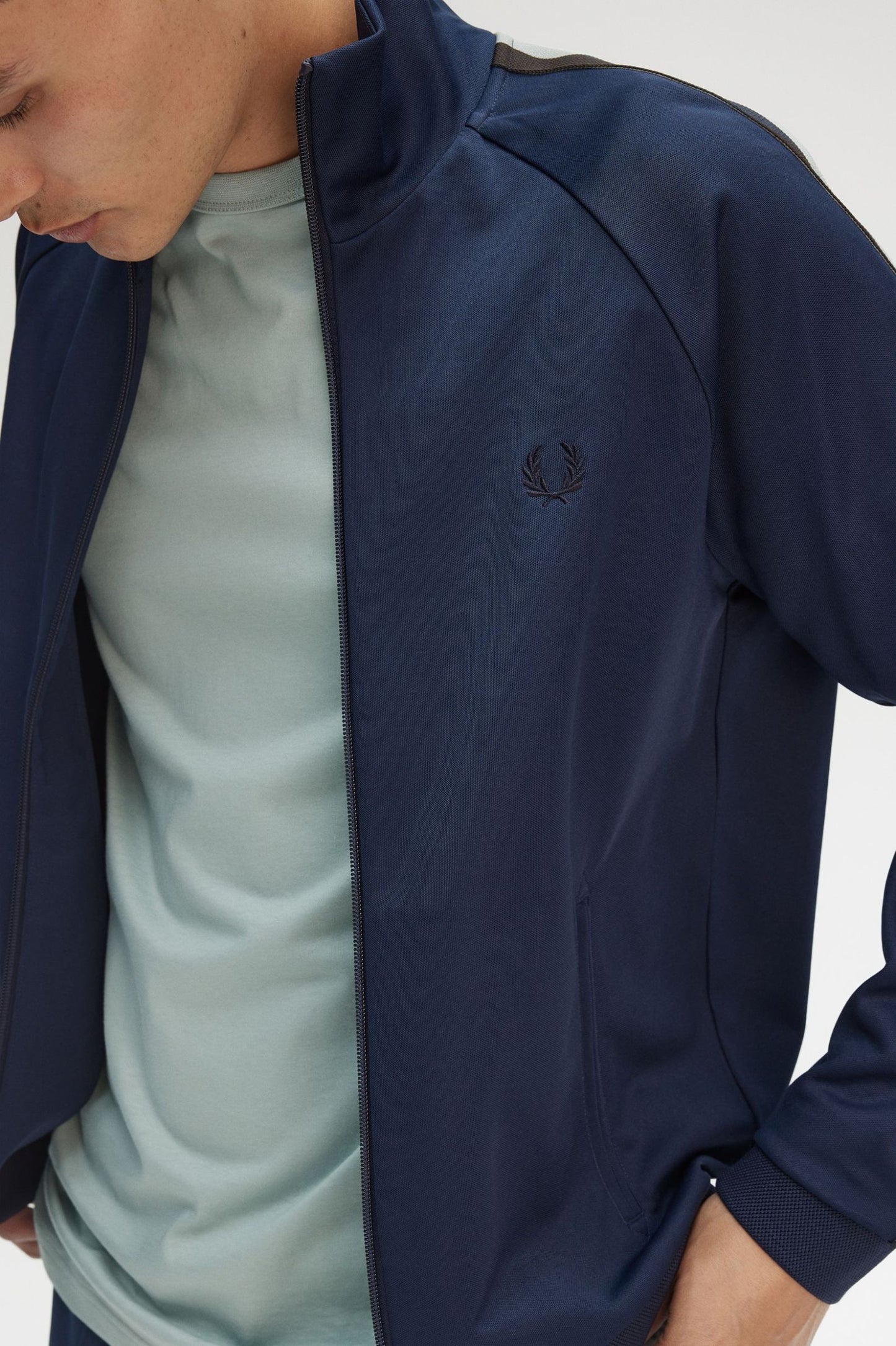 Fred Perry Two Colour Tape Track Jacket Tennis Blue
