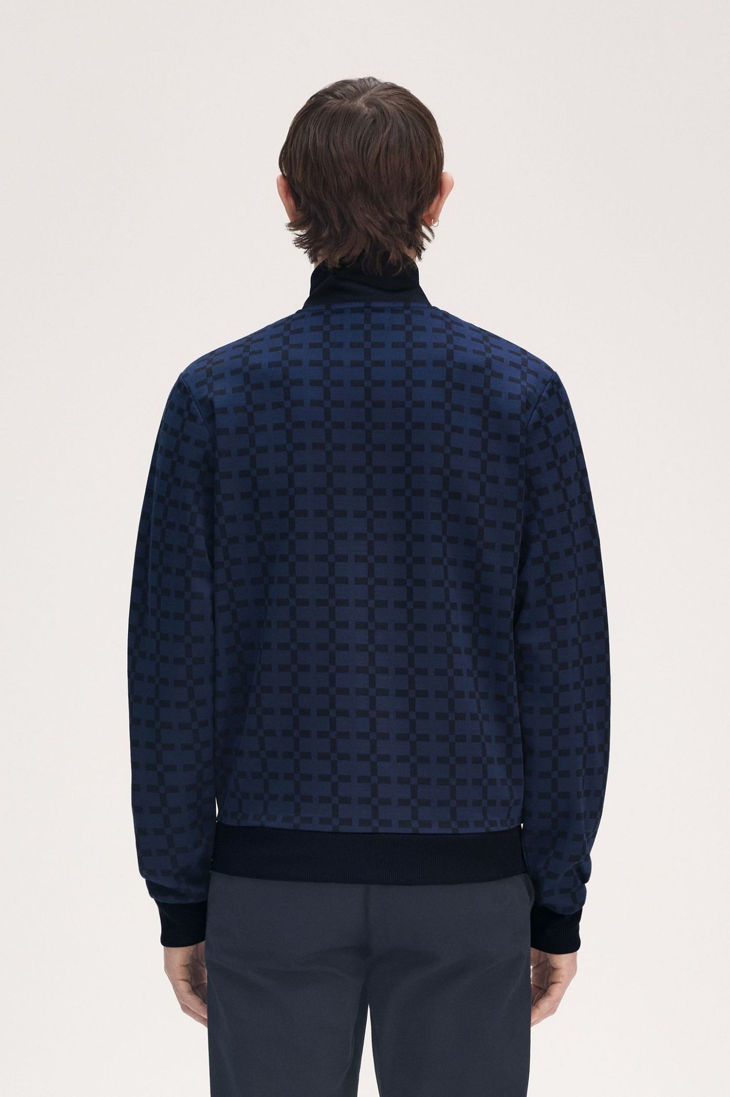 Fred Perry Geometric Jacquard Track Jacket Navy