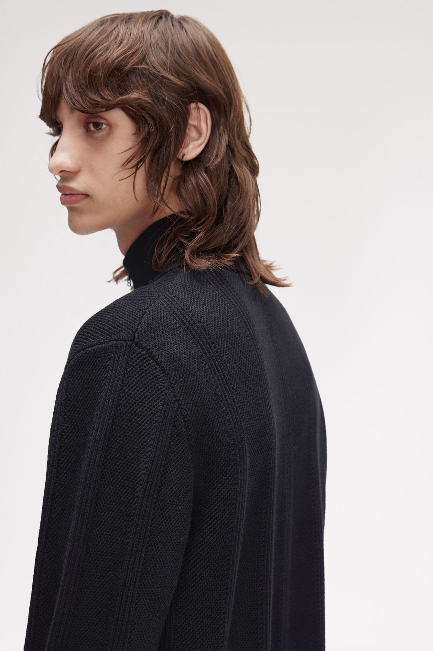 Fred Perry Textured Zip Through Cardigan Black