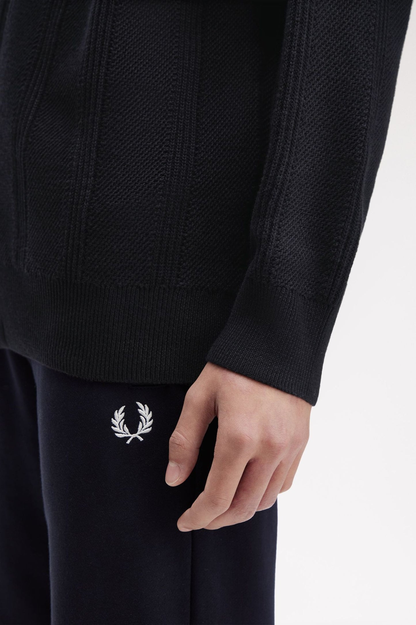Fred Perry Textured Zip Through Cardigan Black