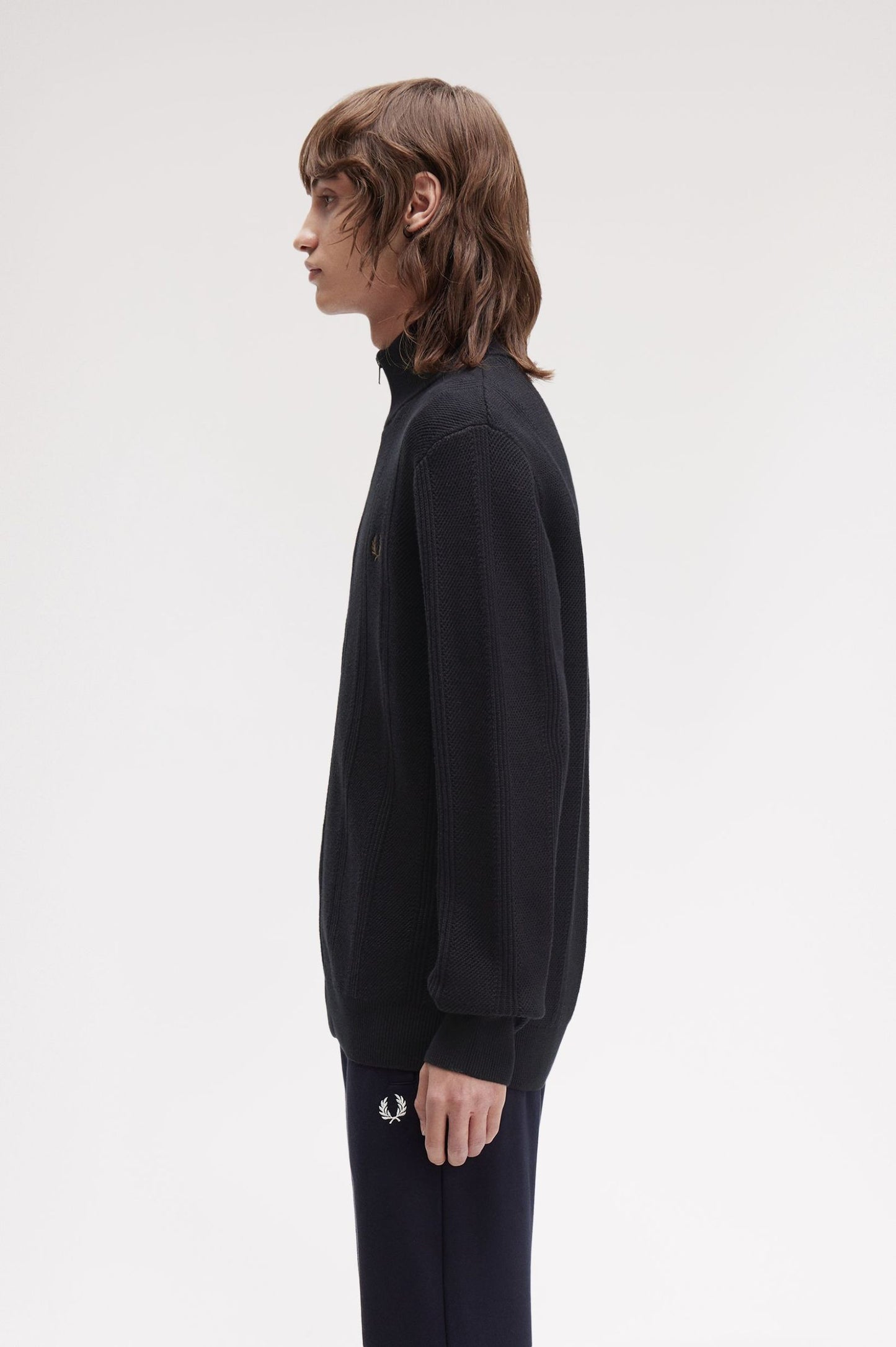 Fred Perry Textured Zip Through Cardigan Black