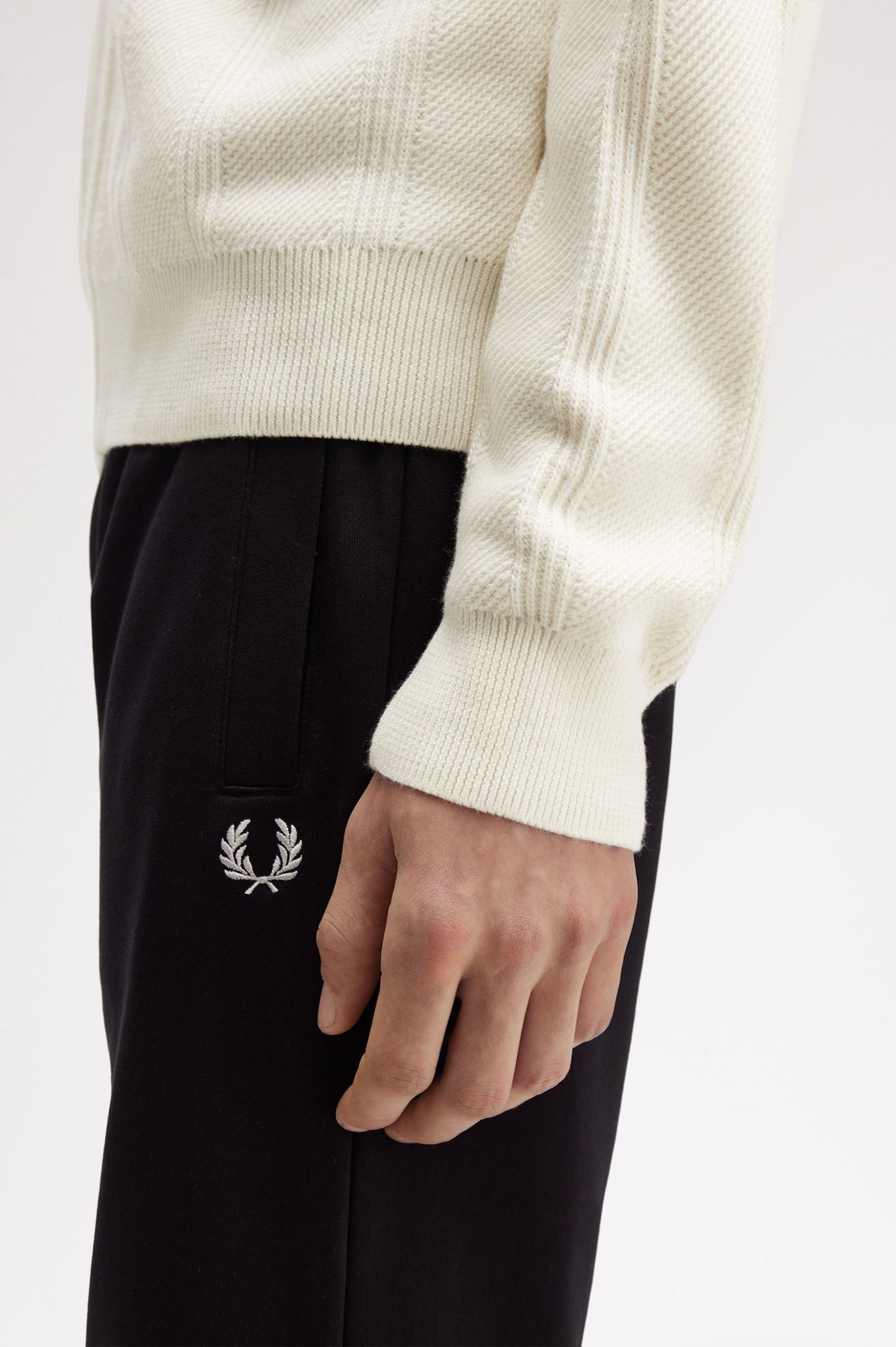 Fred Perry Textured Zip Through Cardigan Ecru