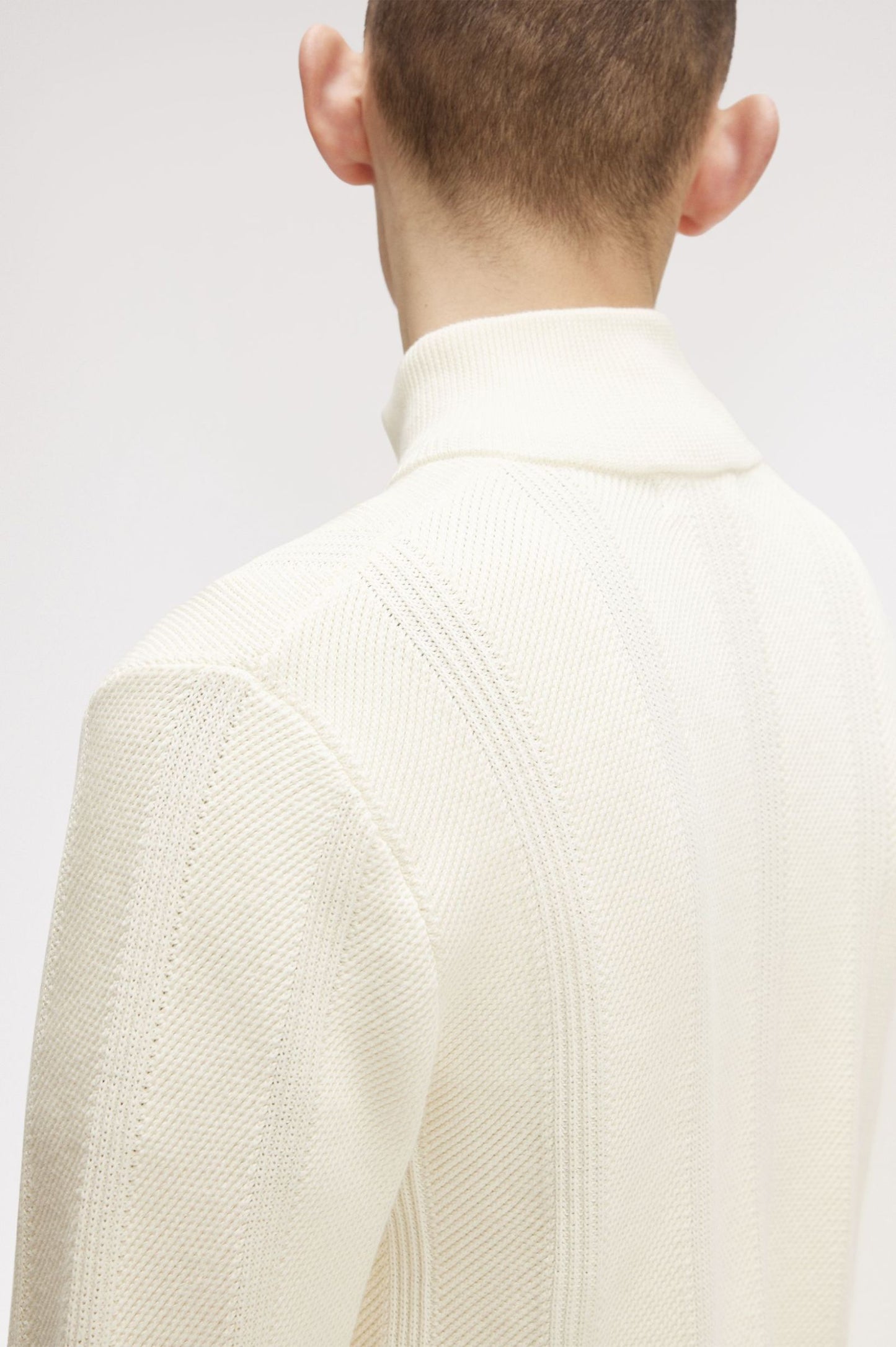 Fred Perry Textured Zip Through Cardigan Ecru