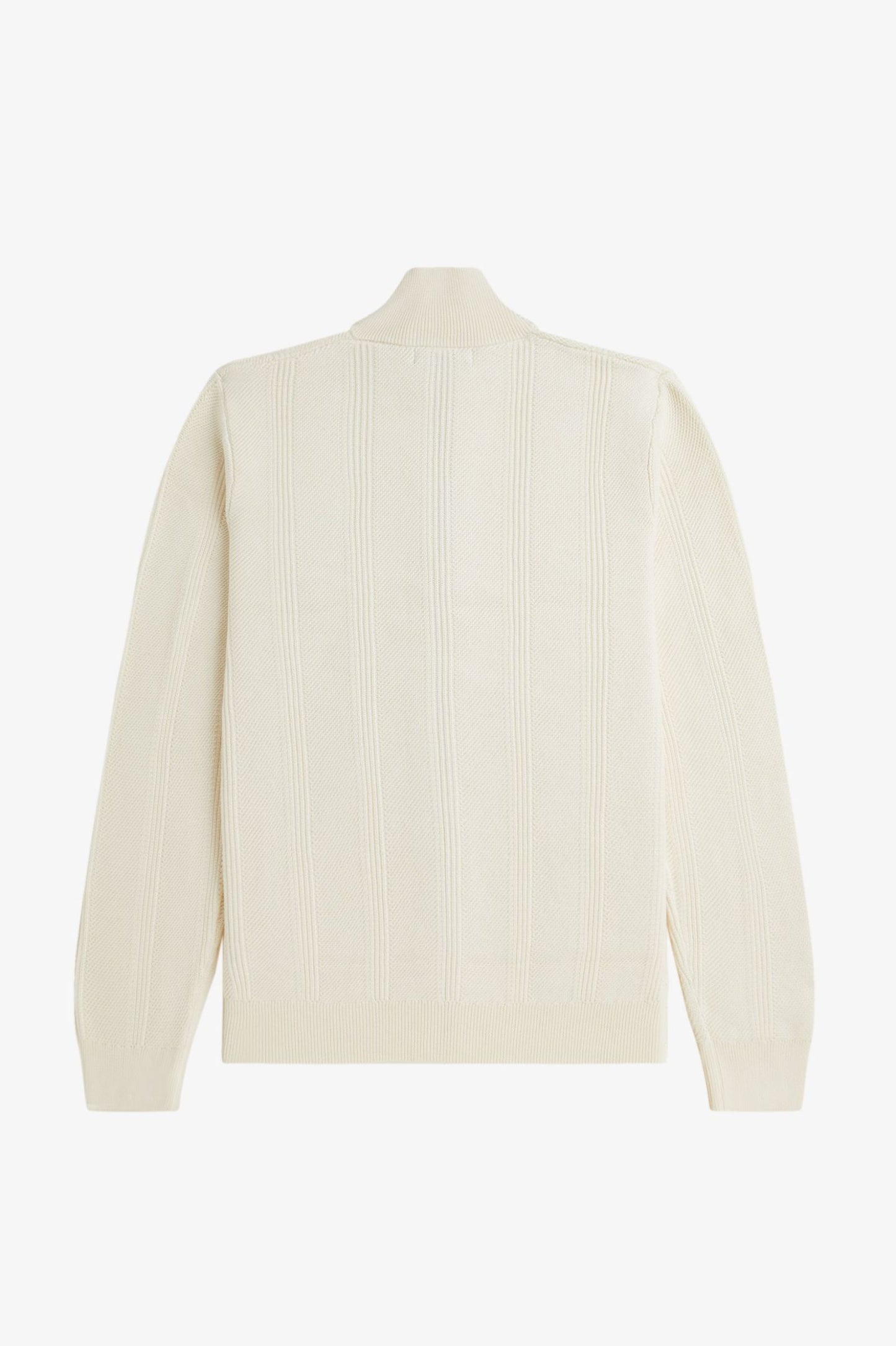 Fred Perry Textured Zip Through Cardigan Ecru