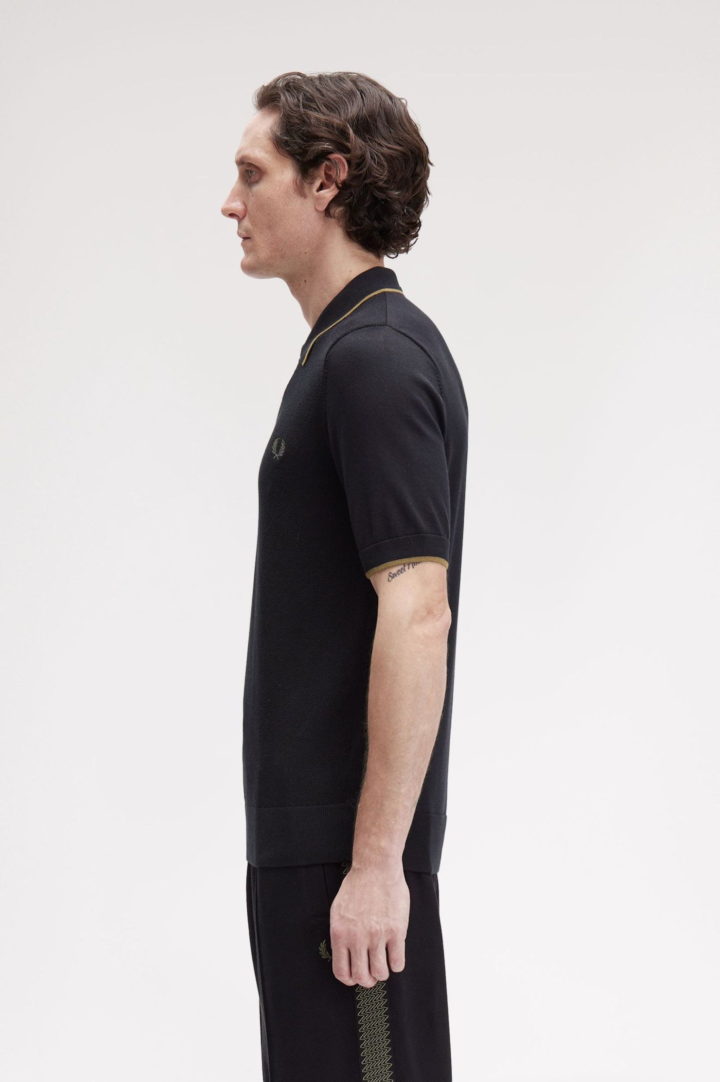 Fred Perry Pique Stitch Knitted Shirt Black