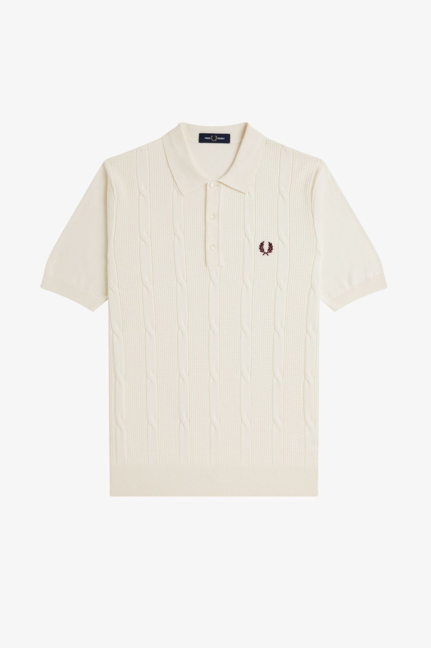 Fred Perry Textured Cable Knit Shirt Ecru