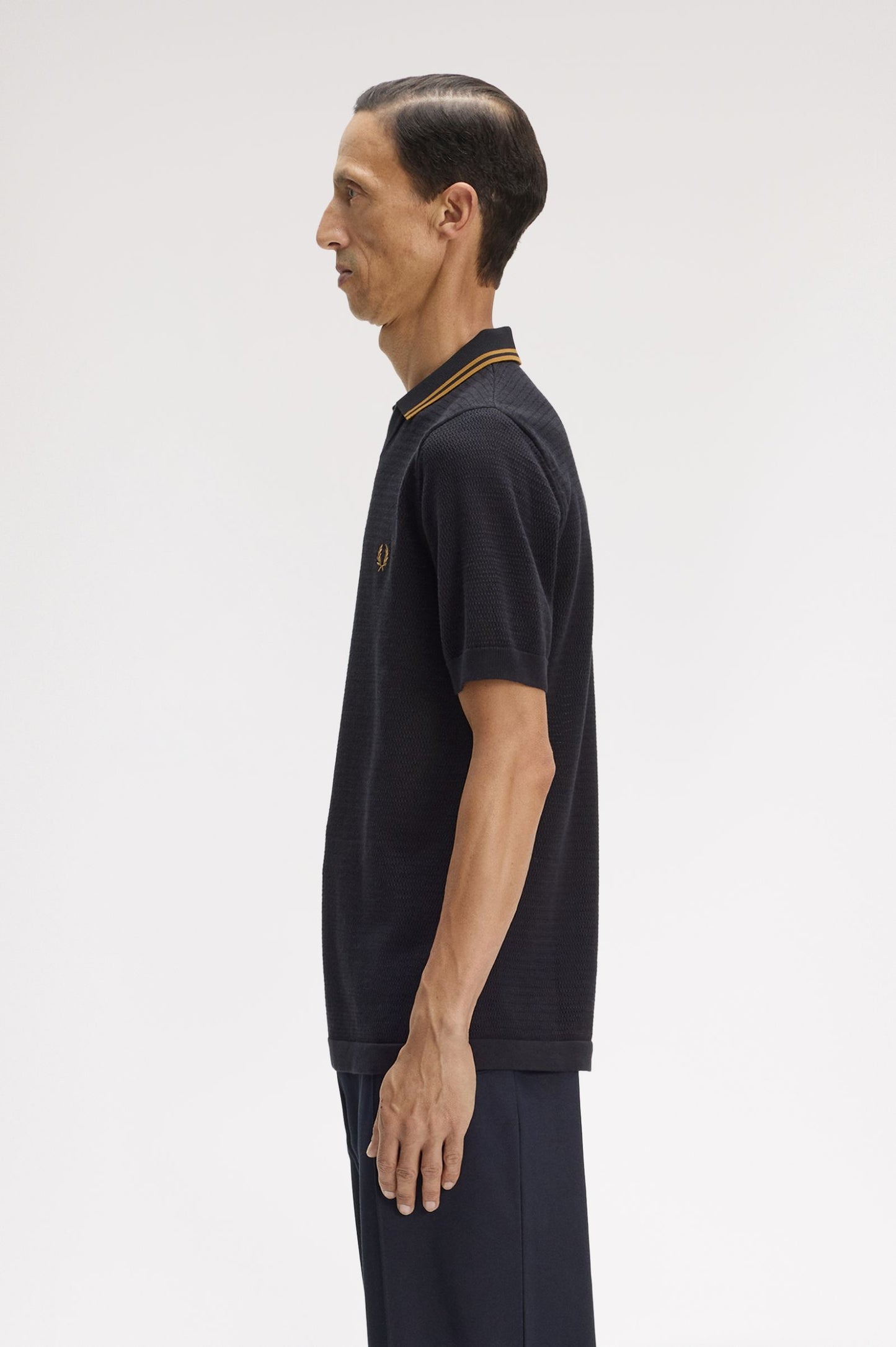 Fred Perry Pointelle Knitted Shirt Black