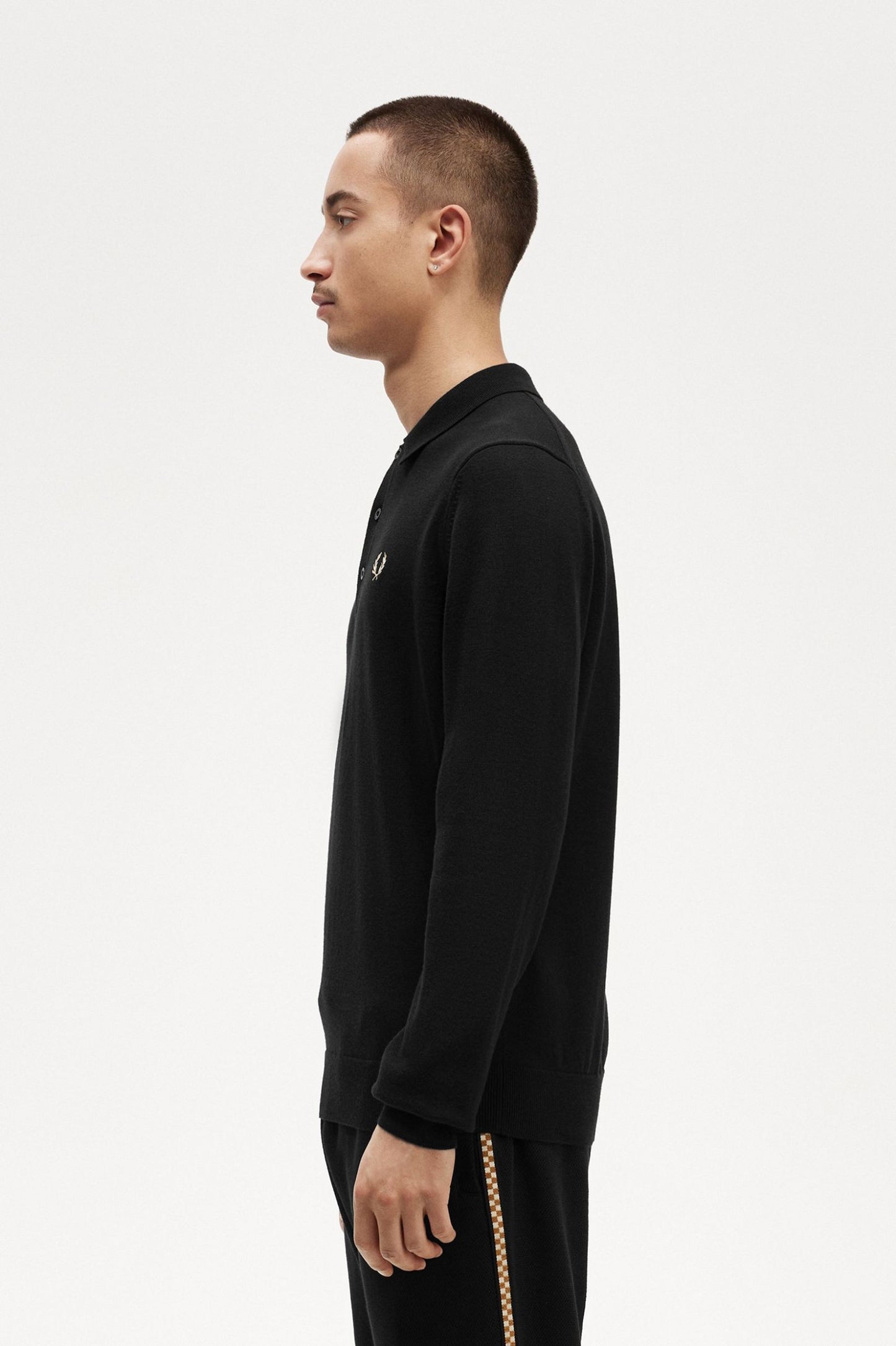Fred Perry Long Sleeve Knitted Shirt Black