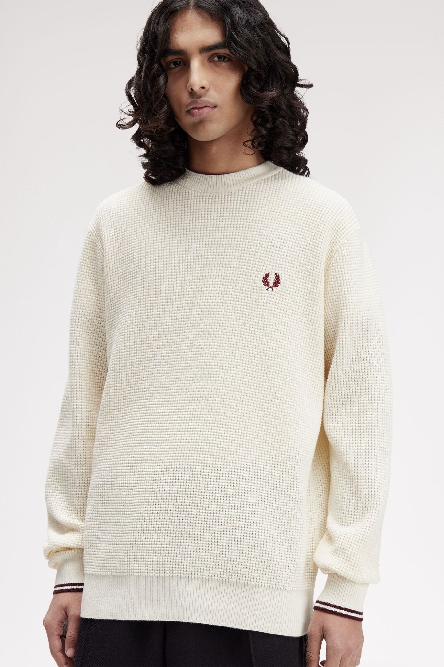 Fred Perry Waffle Stitch Jumper Ecru