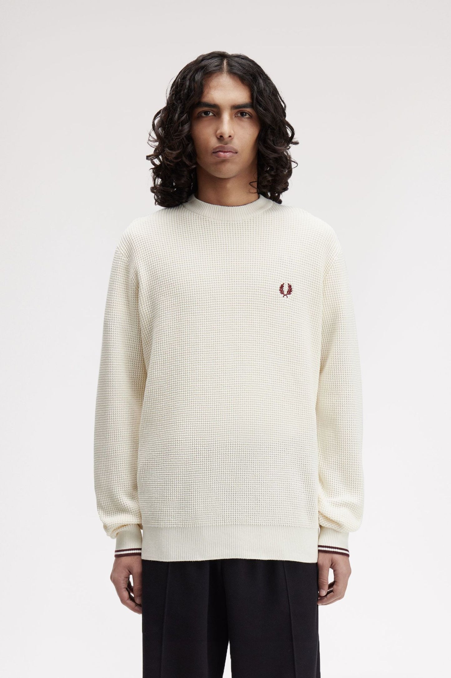Fred Perry Waffle Stitch Jumper Ecru