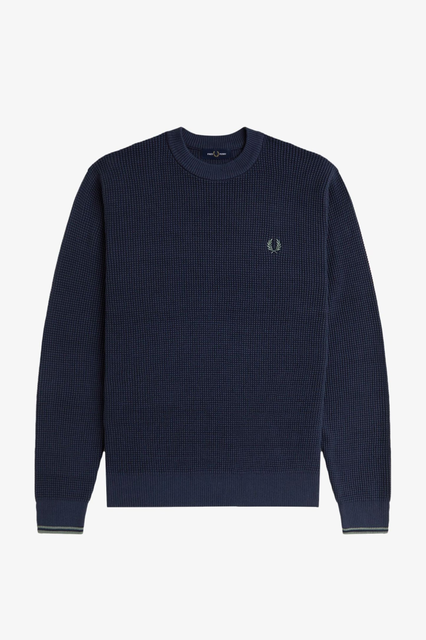 Fred Perry Waffle Stitch Half Zip Jumper Dark Airforce