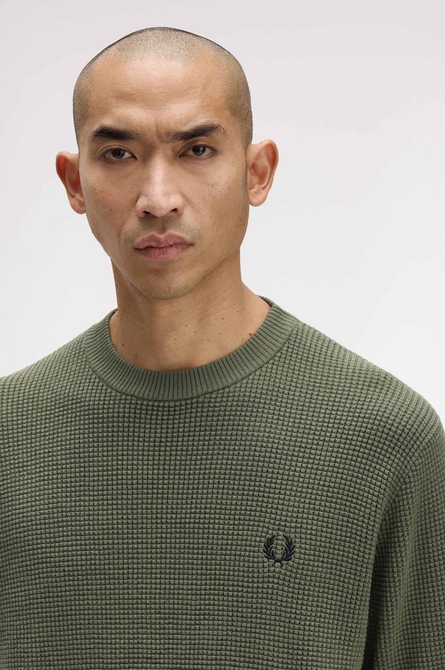 Fred Perry Waffle Stitch Jumper Laurel Wreath Green