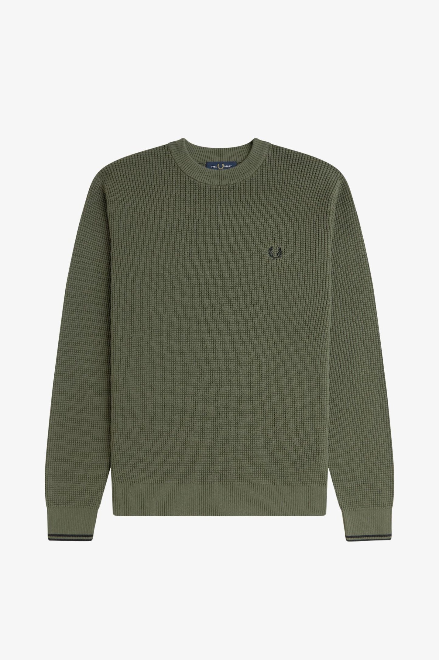 Fred Perry Waffle Stitch Jumper Laurel Wreath Green
