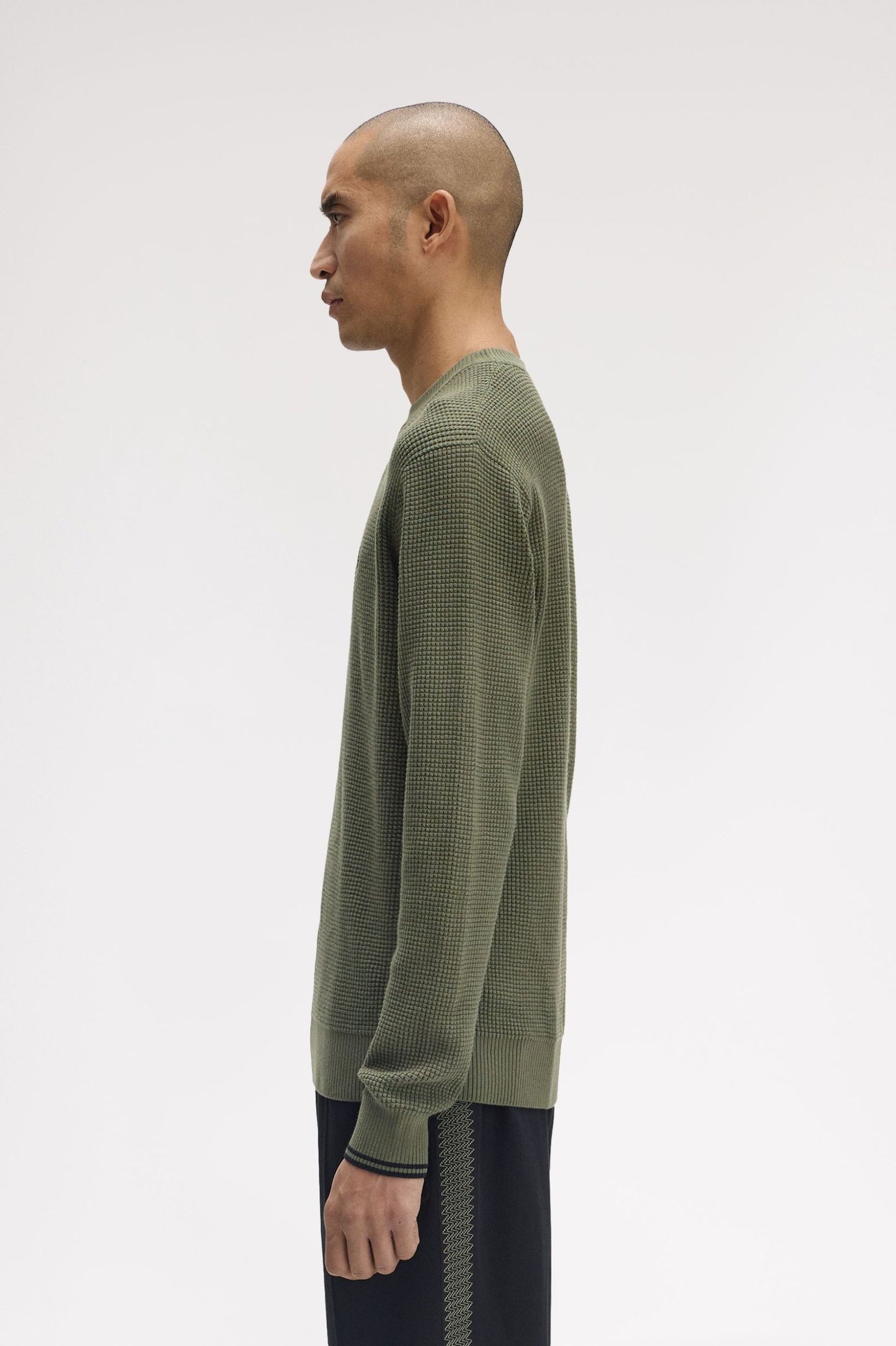 Fred Perry Waffle Stitch Jumper Laurel Wreath Green