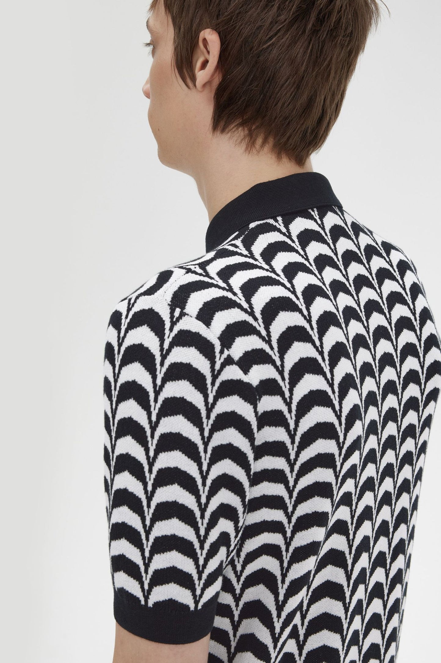 Fred Perry Zip Jacquard Knitted Shirt Black