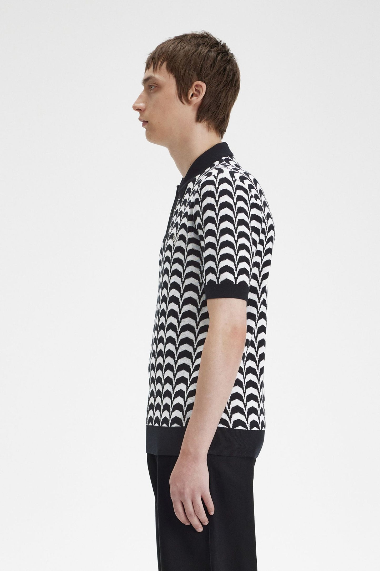 Fred Perry Zip Jacquard Knitted Shirt Black