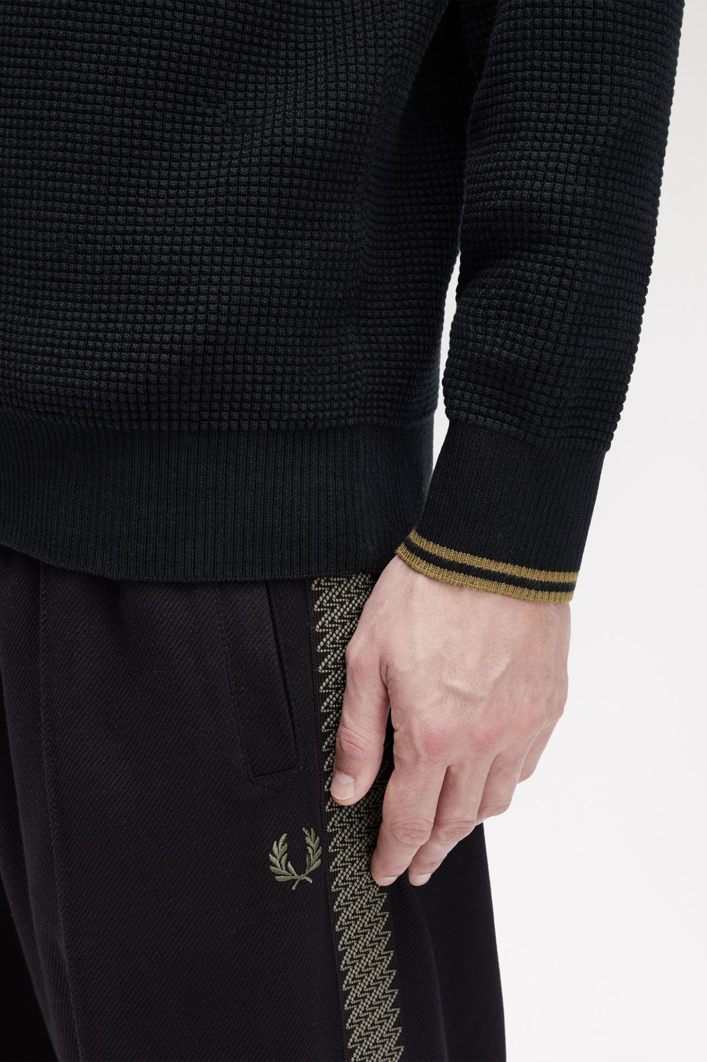 Fred Perry Waffle Stitch Half Zip Jumper Black