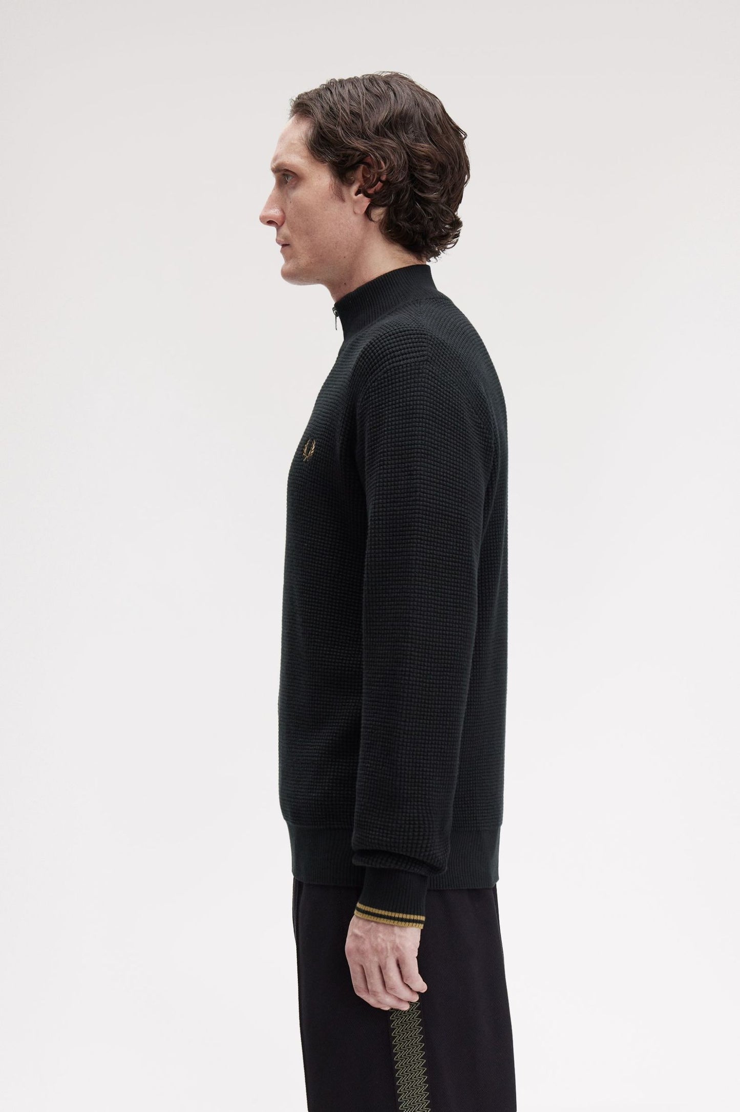 Fred Perry Waffle Stitch Half Zip Jumper Black