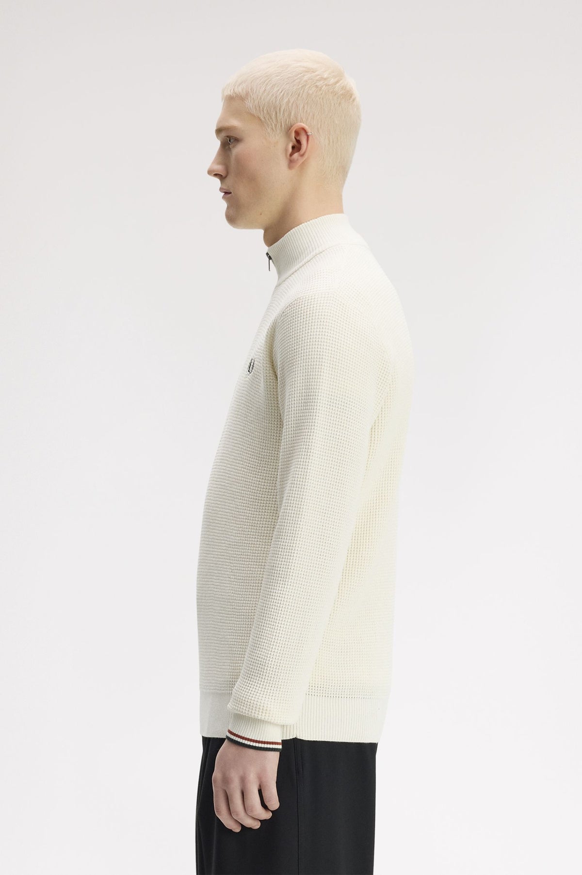 Fred Perry Waffle Stitch Half Zip Jumper Ecru