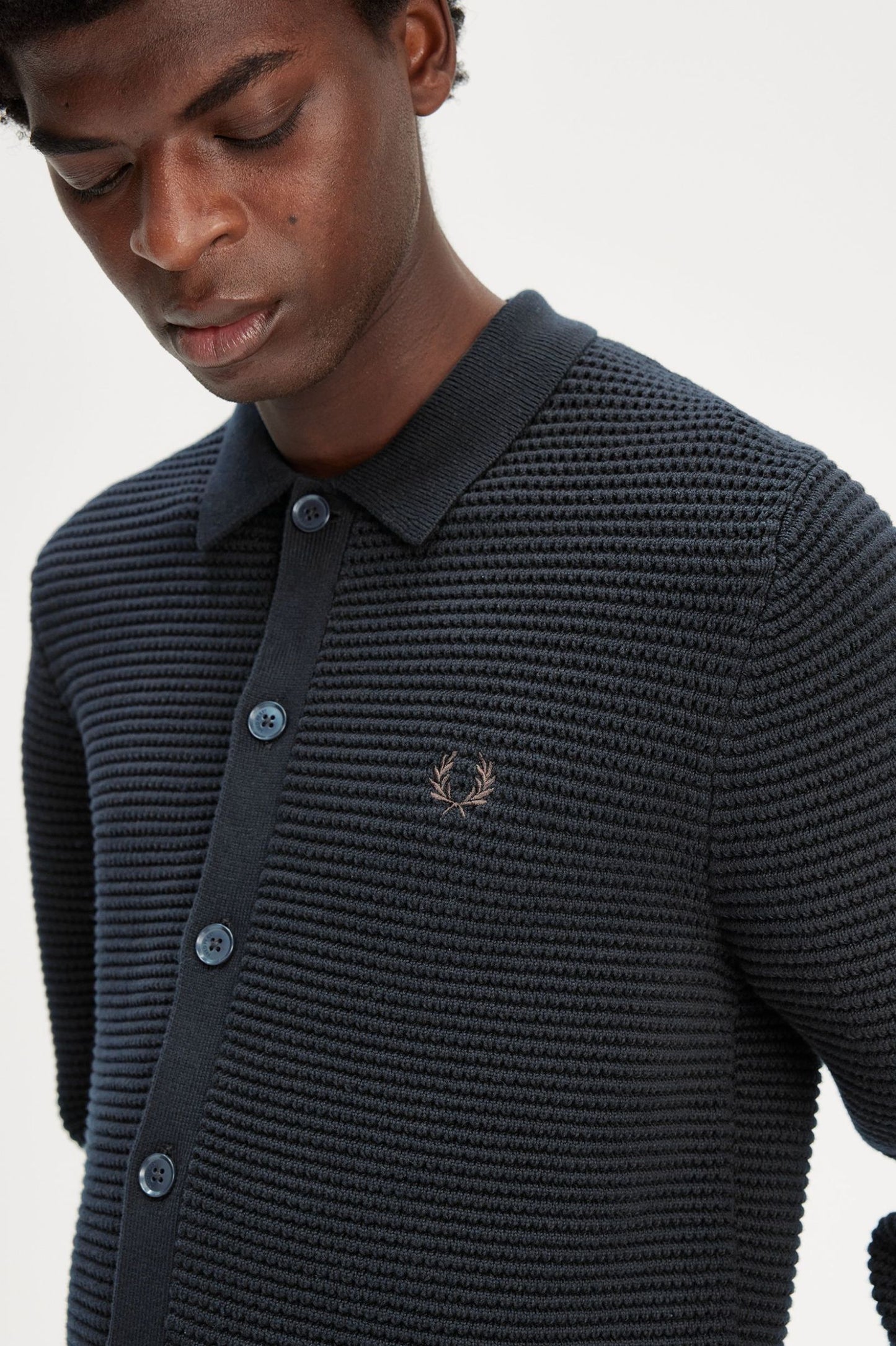 Fred Perry Pointelle Cardigan Navy