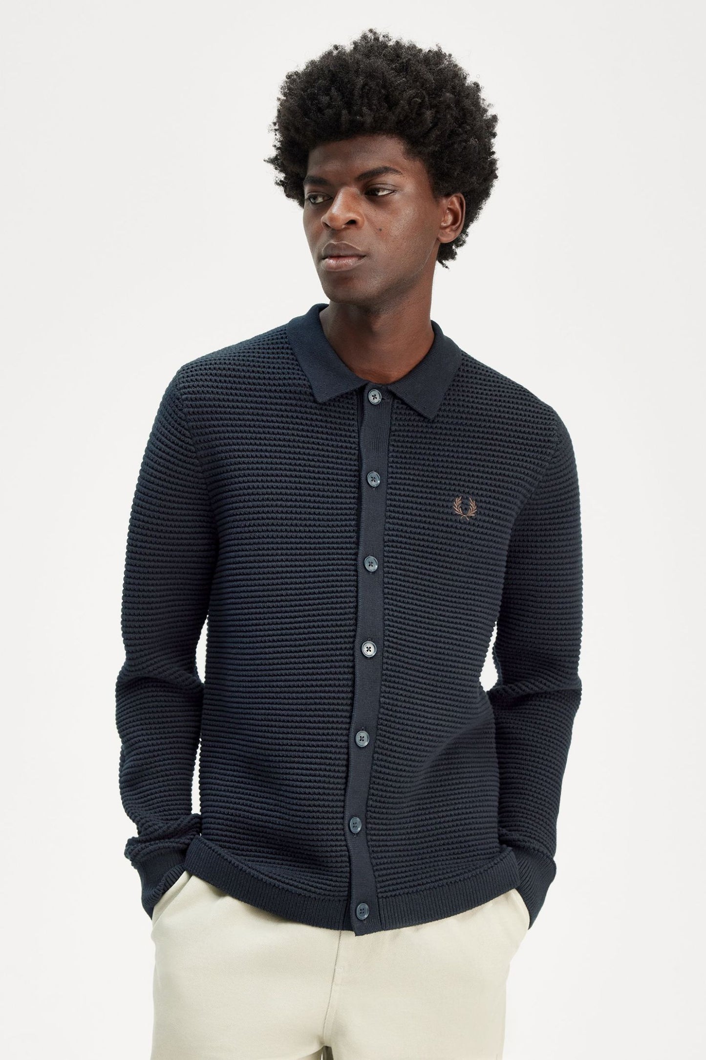 Fred Perry Pointelle Cardigan Navy