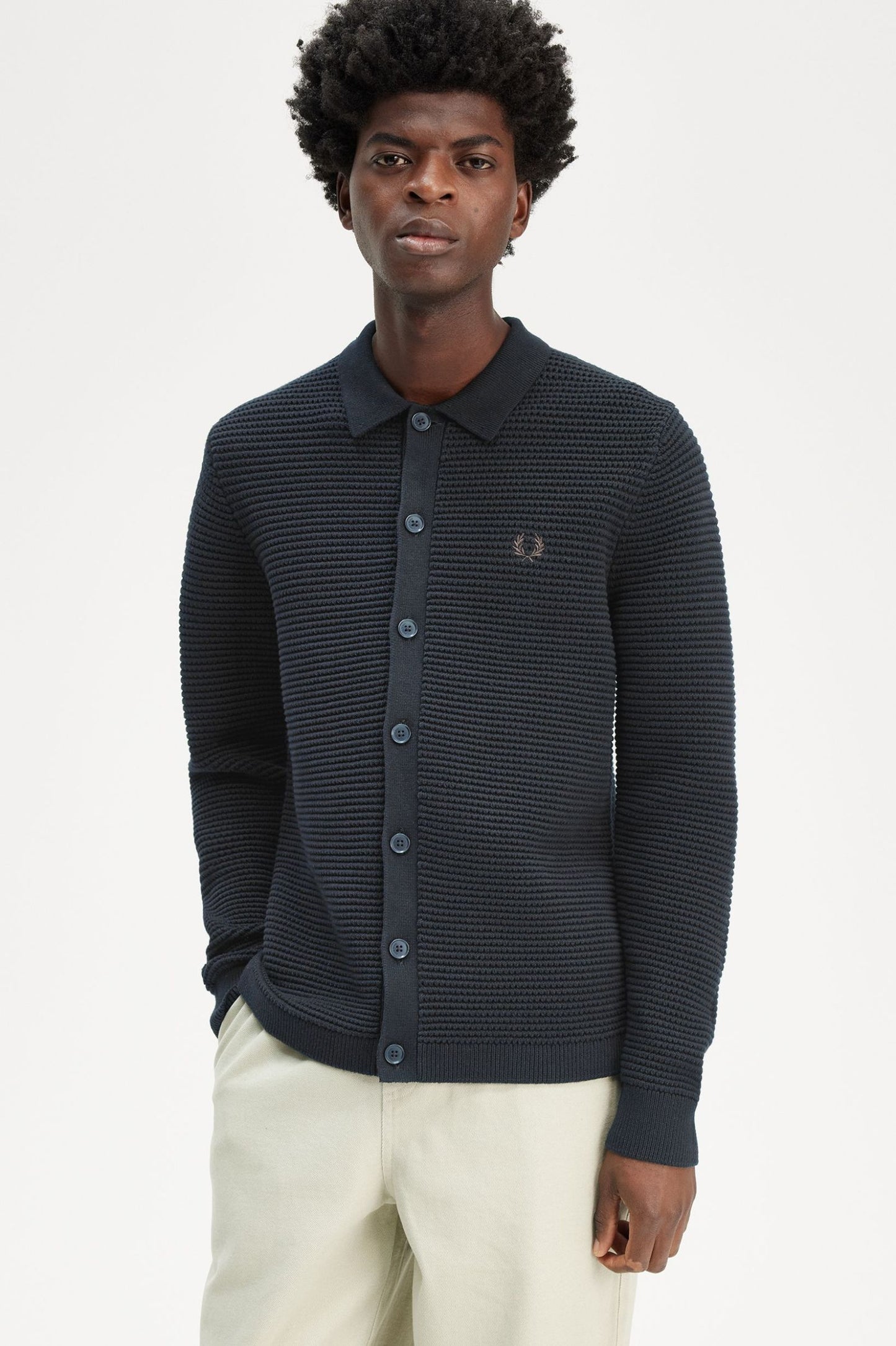 Fred Perry Pointelle Cardigan Navy