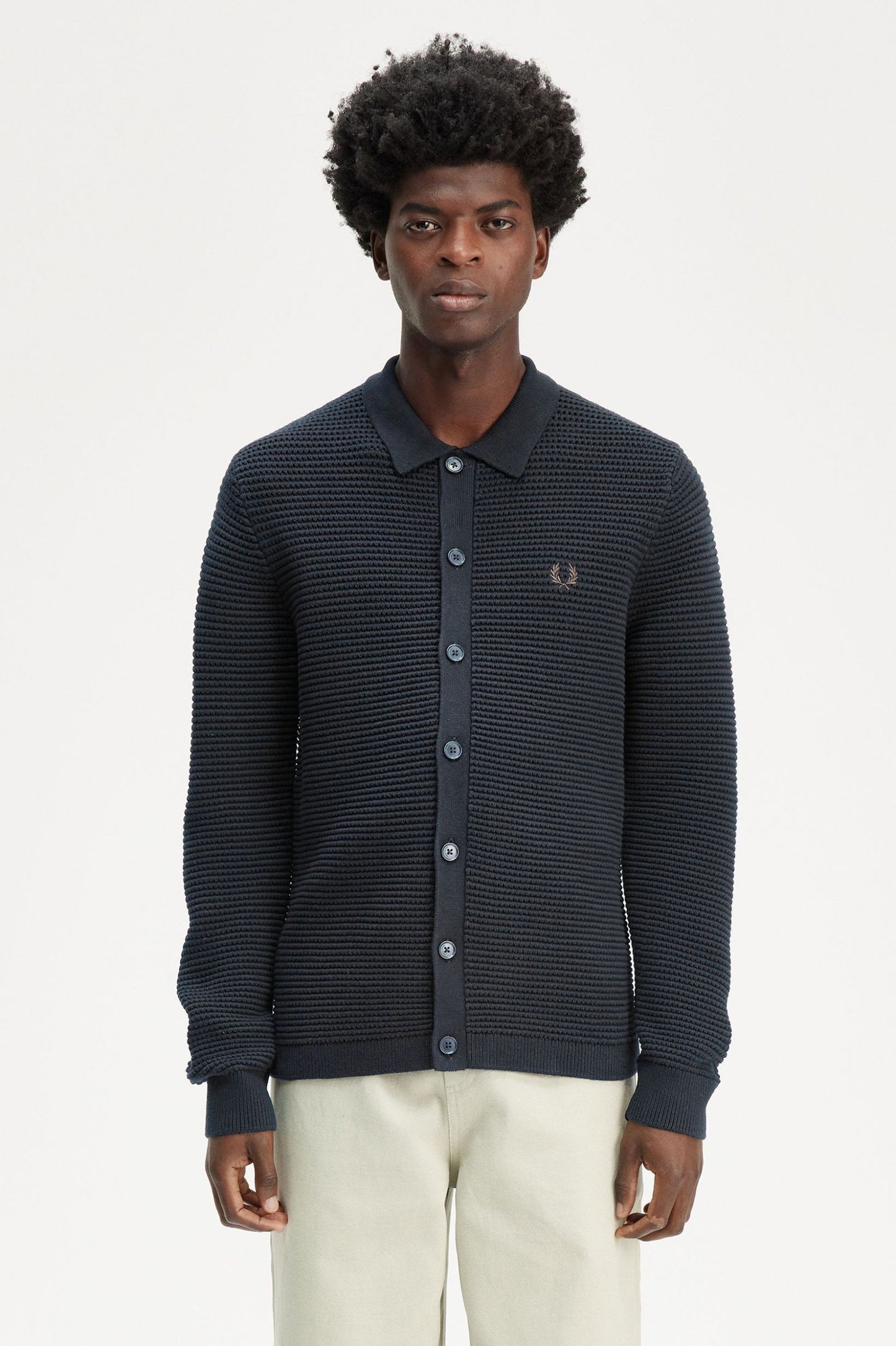 Fred Perry Pointelle Cardigan Navy