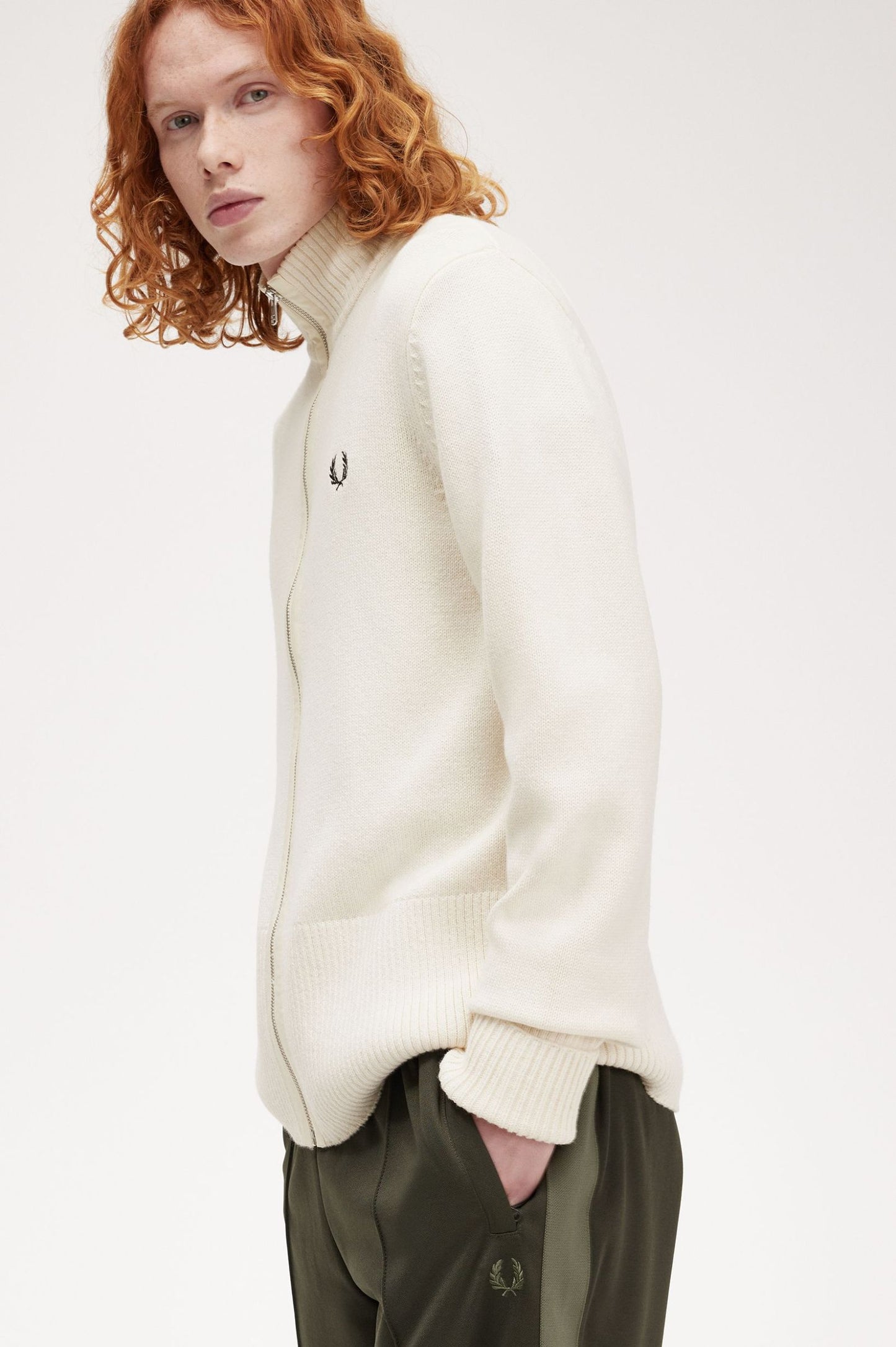 Fred Perry Chunky Rib Cardigan Ecru