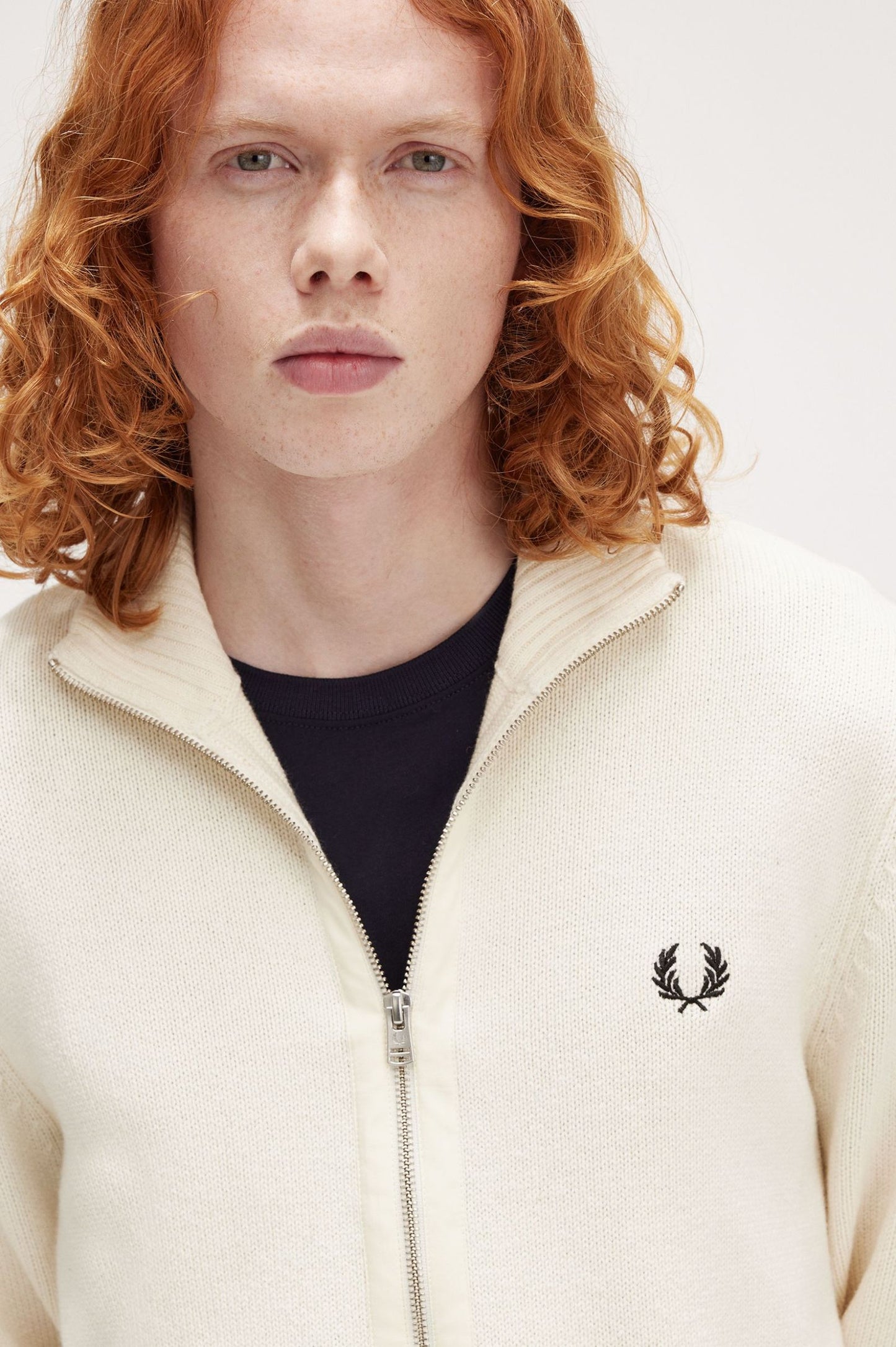 Fred Perry Chunky Rib Cardigan Ecru