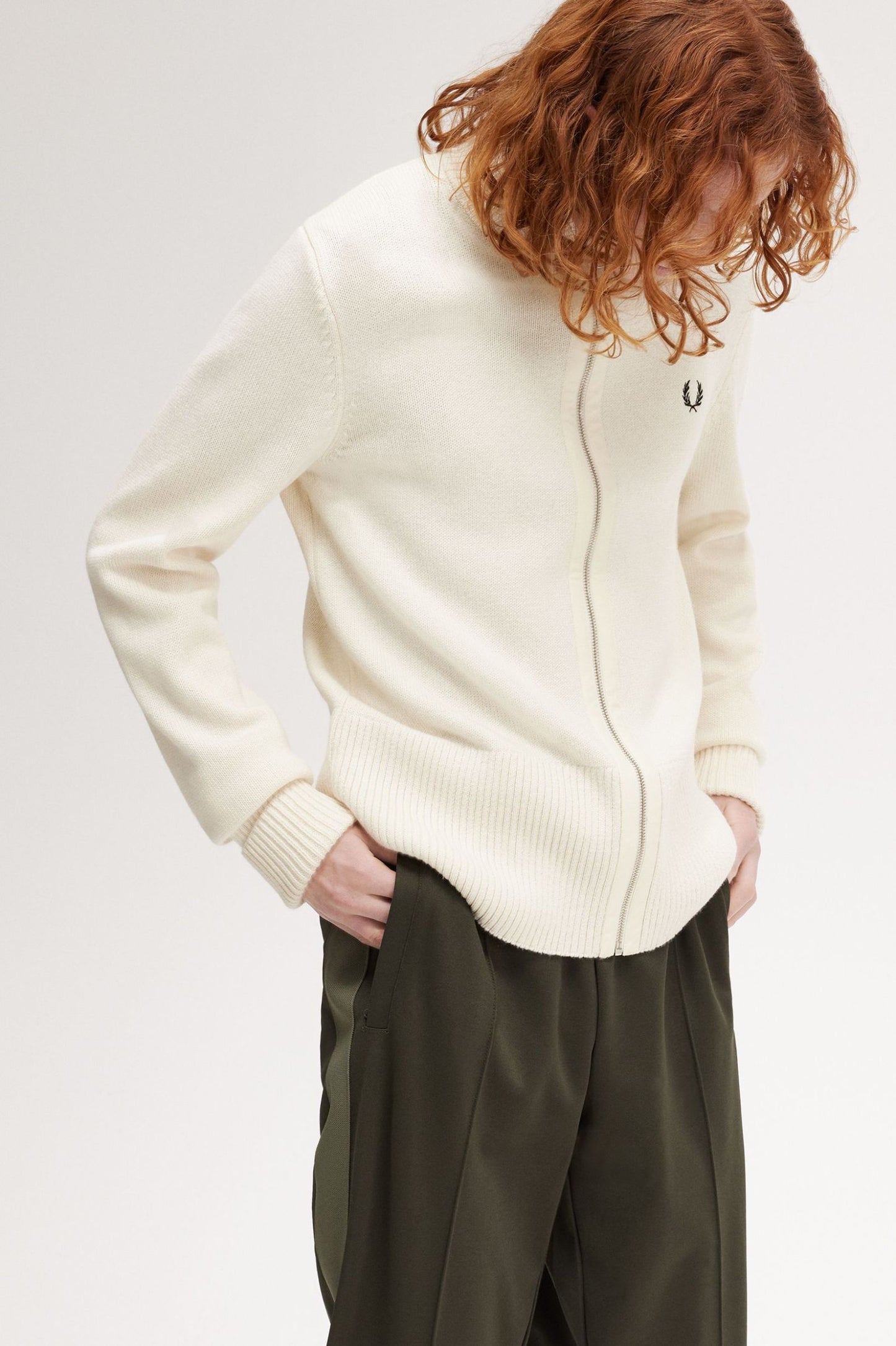 Fred Perry Chunky Rib Cardigan Ecru