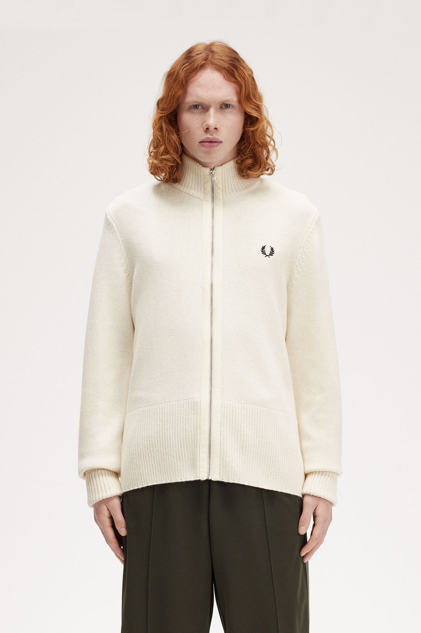 Fred Perry Chunky Rib Cardigan Ecru