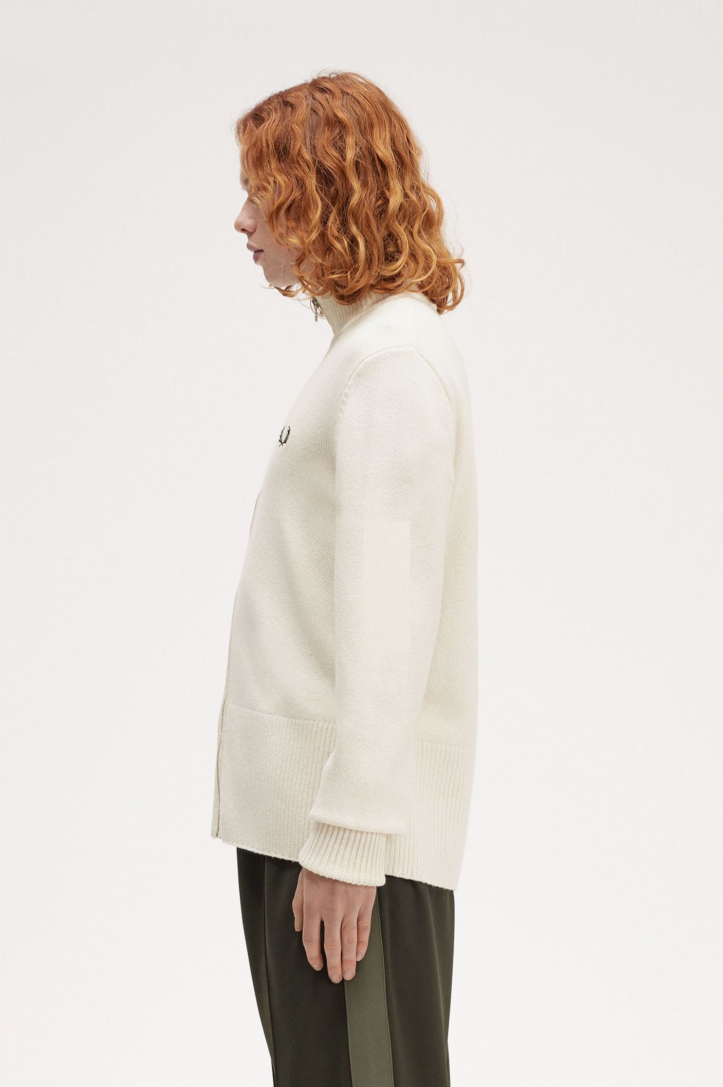 Fred Perry Chunky Rib Cardigan Ecru