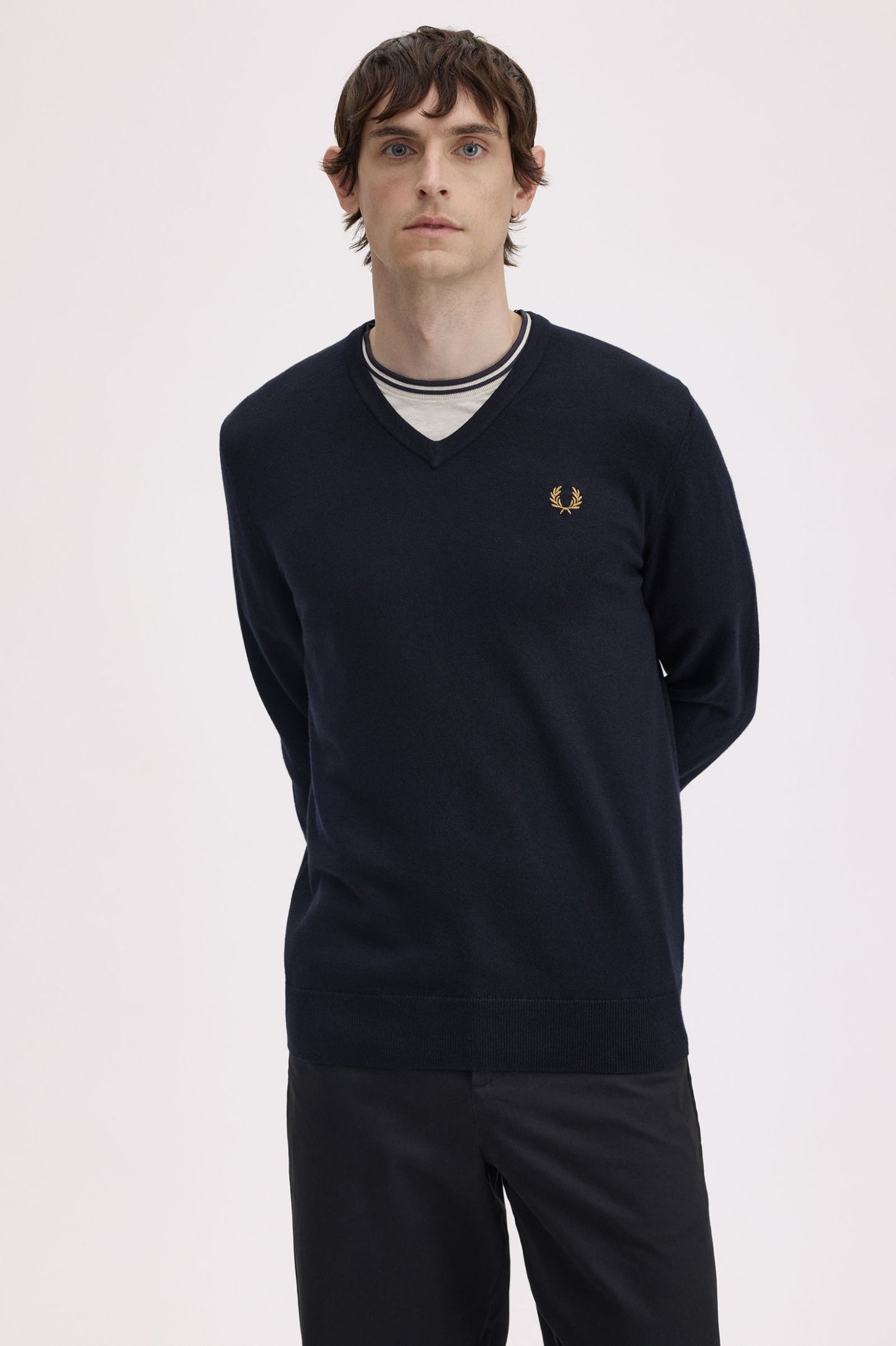 Fred Perry Classic V-Neck Jumper Navy