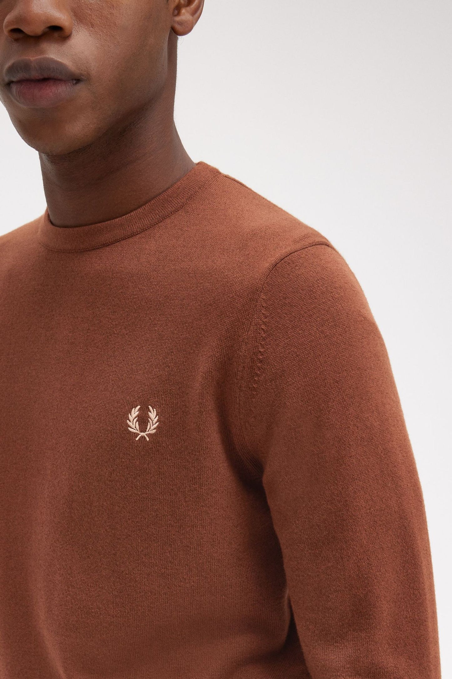 Fred Perry Classic Crew Neck Jumper Whisky Brown