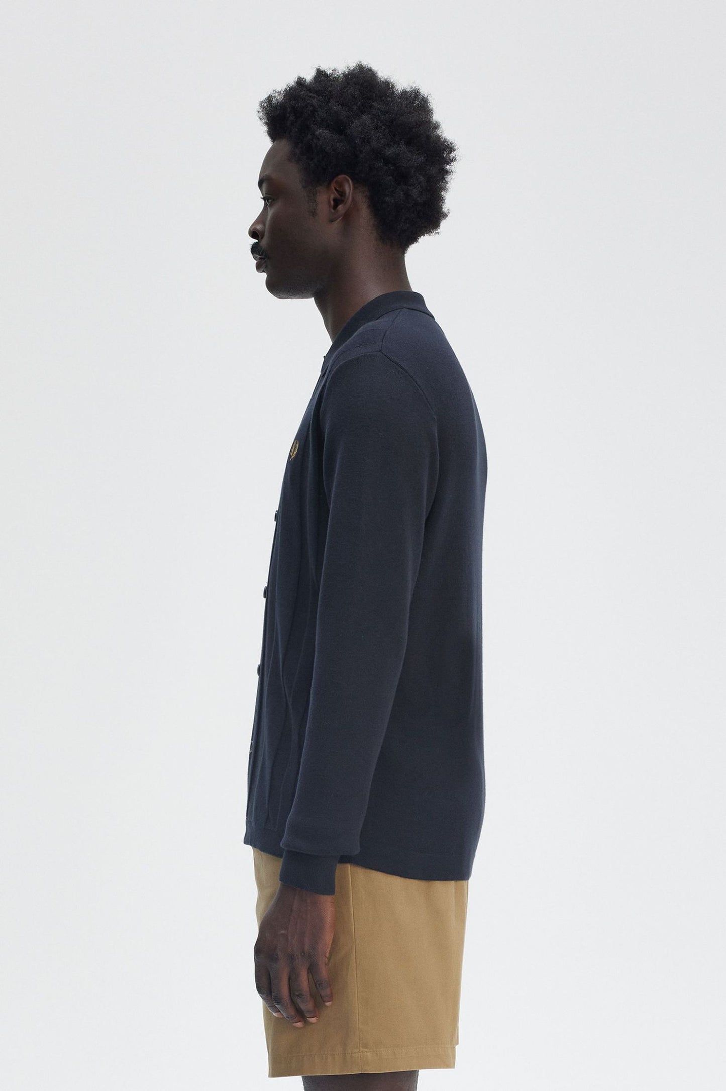 Fred Perry Button Through Knitted Shirt Navy
