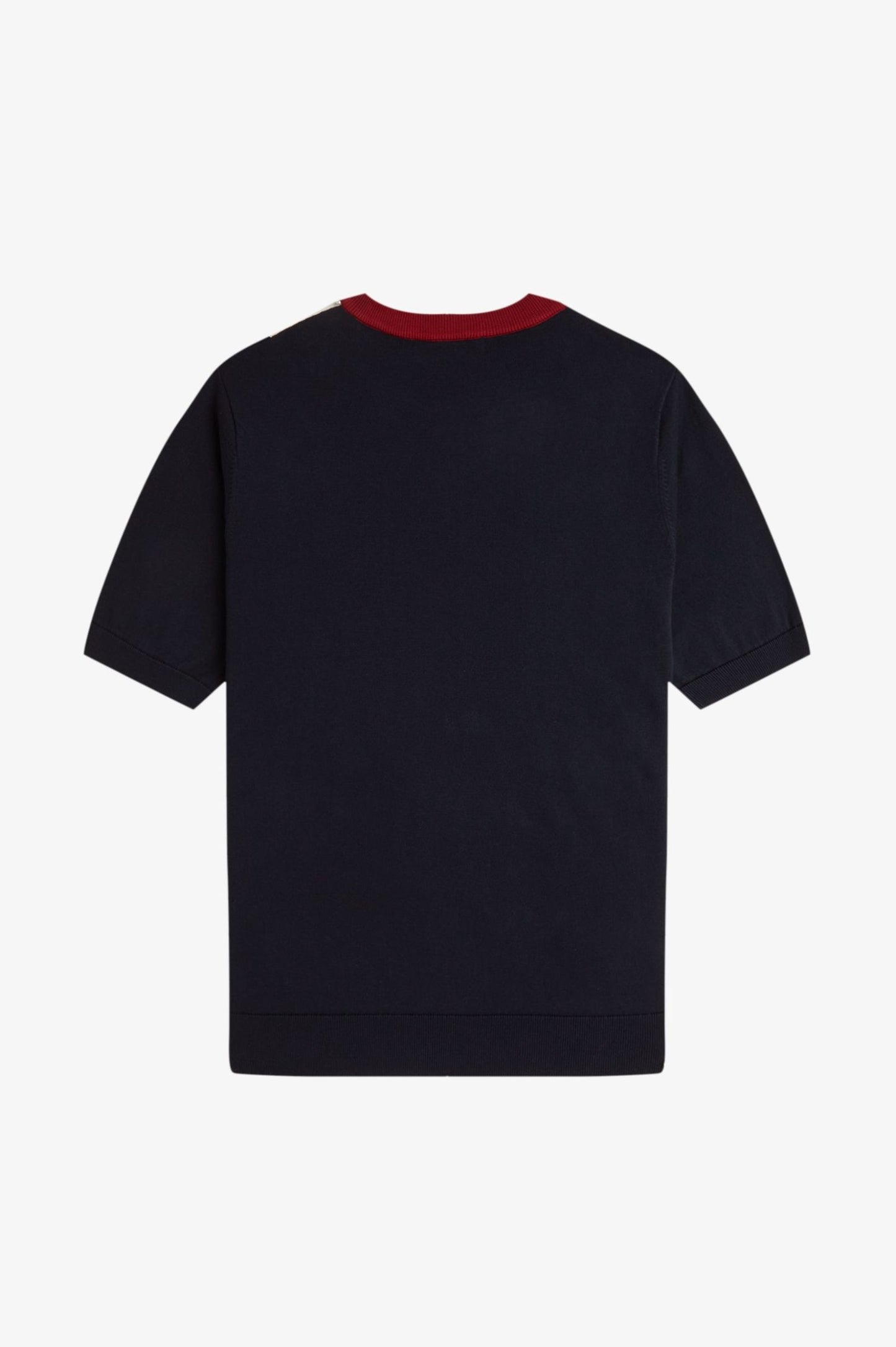 Fred Perry Vertical Stripe Knitted T-Shirt Navy / Burnt Red / Ecru