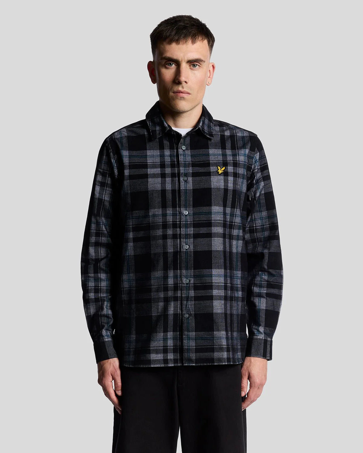 Lyle & Scott Tartan Check Corduroy Shirt Black/White