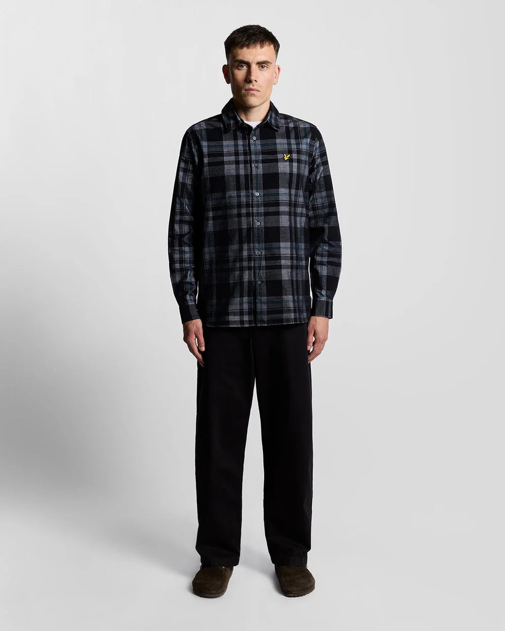 Lyle & Scott Tartan Check Corduroy Shirt Black/White
