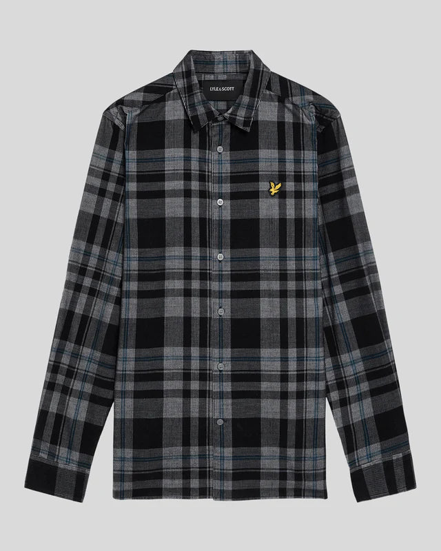 Lyle & Scott Tartan Check Corduroy Shirt Black/White
